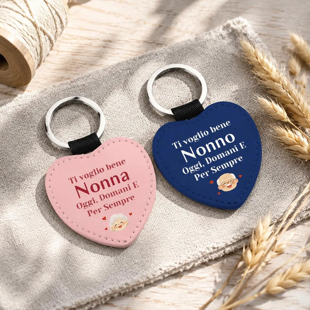 Portachiavi a Cuore in Similpelle per Nonni con Scatola Regalo - immagine 4