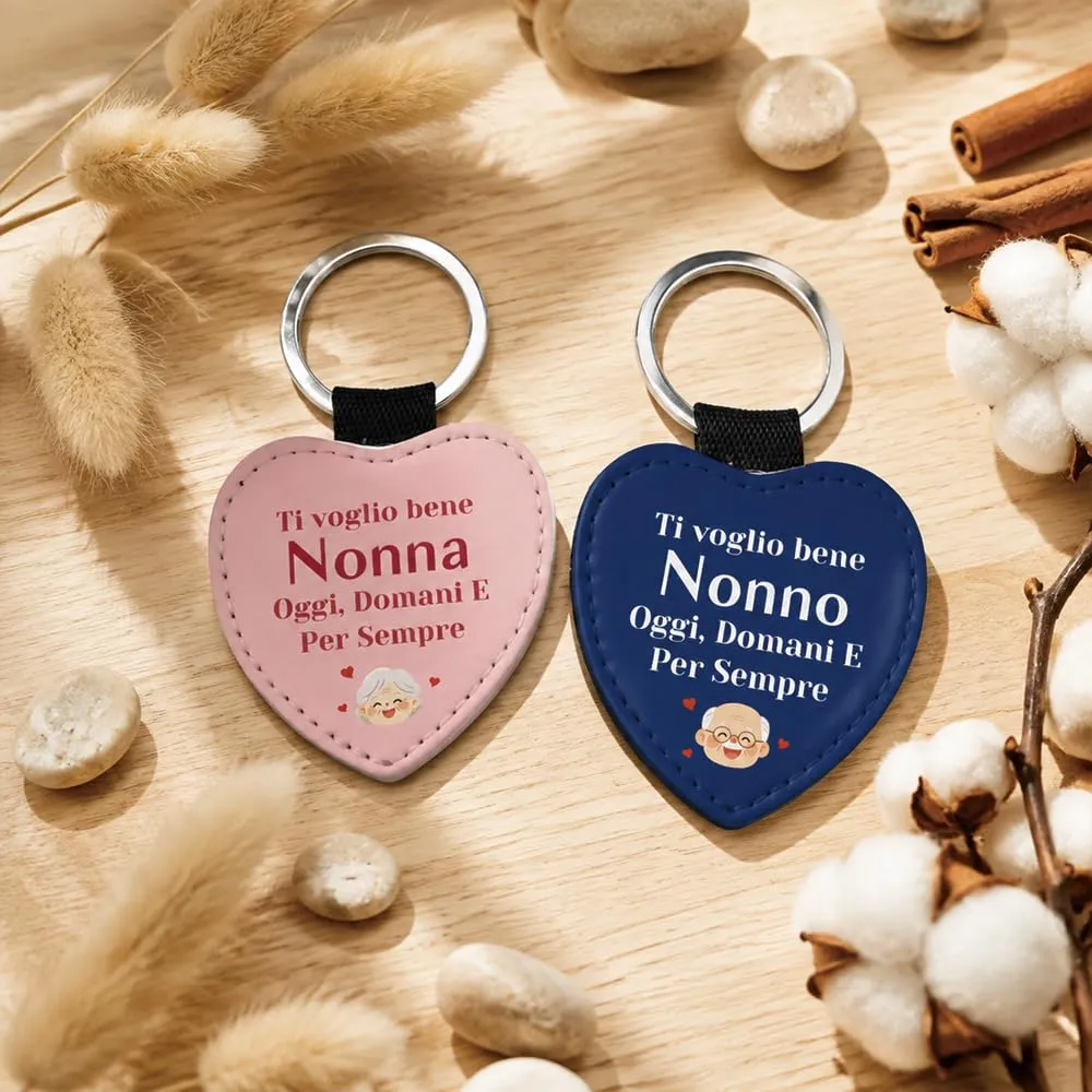 Portachiavi a Cuore in Similpelle per Nonni con Scatola Regalo - immagine 6