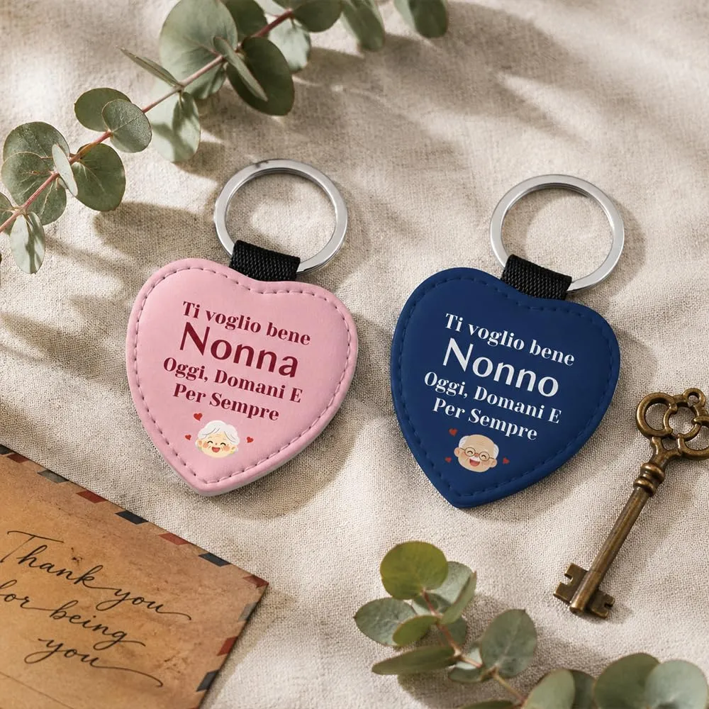 Portachiavi a Cuore in Similpelle per Nonni con Scatola Regalo - immagine 7