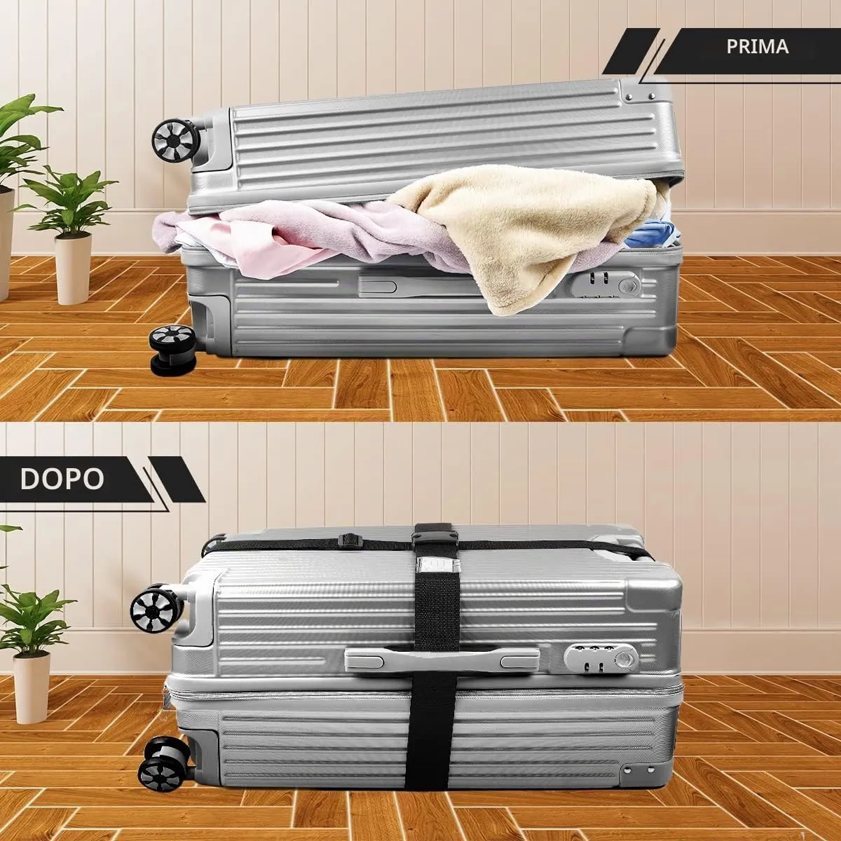AiQInu Cinghie per Valigie, 4 Pezzi Regolabili con Etichetta per Bagagli, 120-200 cm - immagine 6