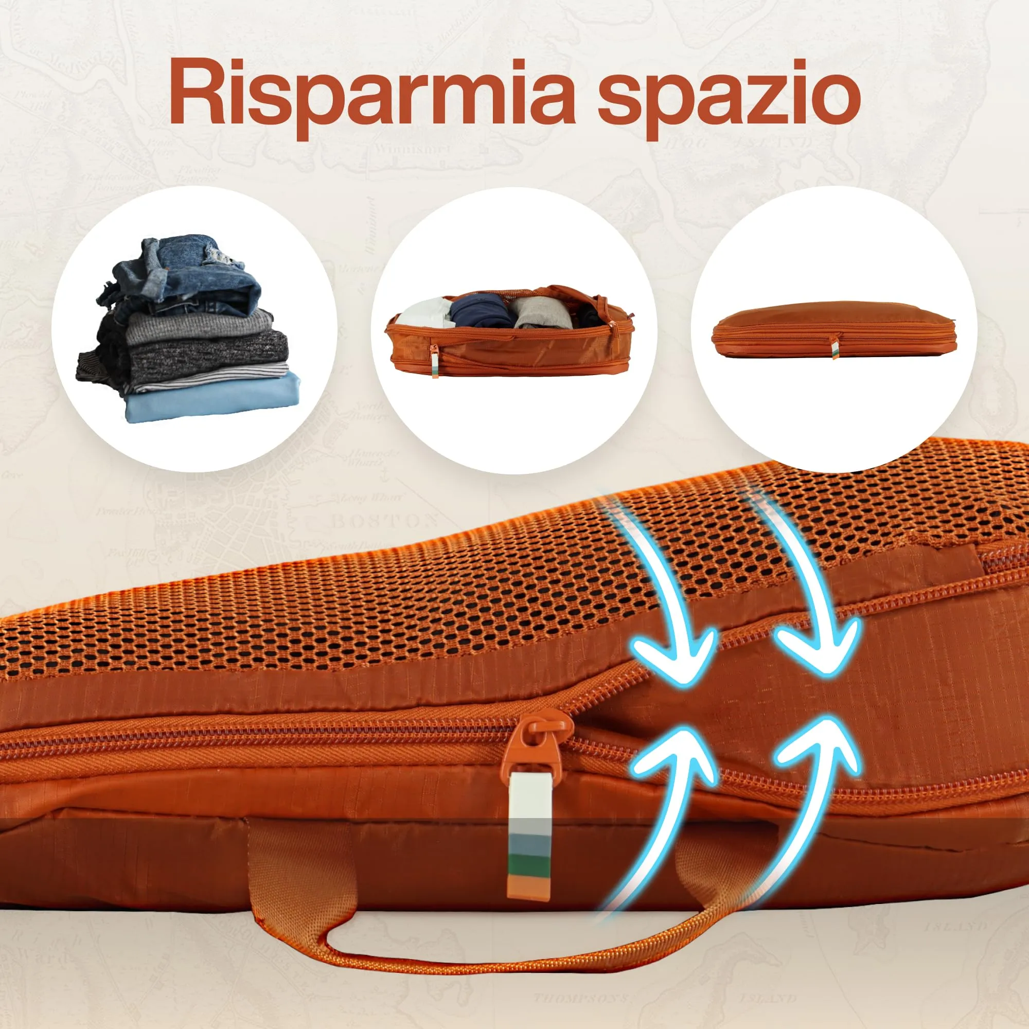 Travel Dude Organizer Valigia con Compressione, Set di 7, Arancione - immagine 2
