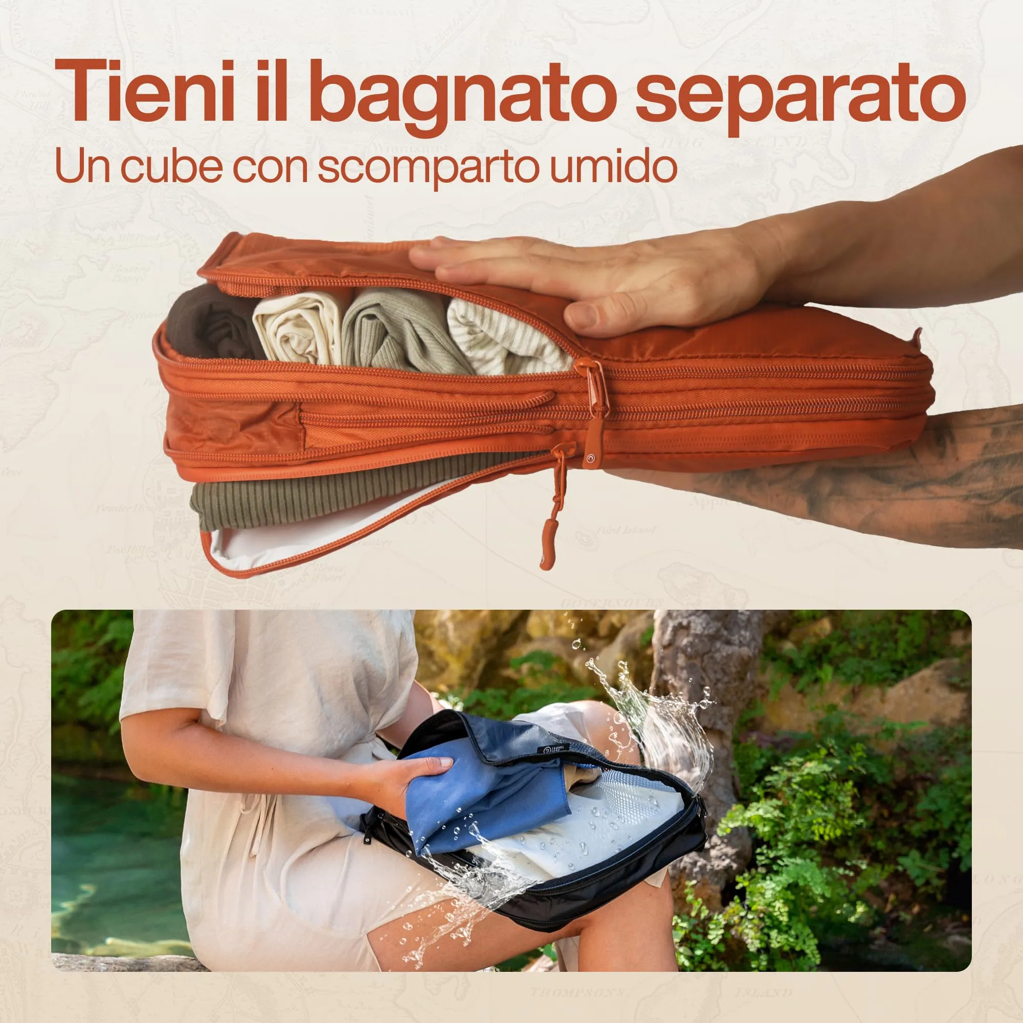 Travel Dude Organizer Valigia con Compressione, Set di 7, Arancione - immagine 4