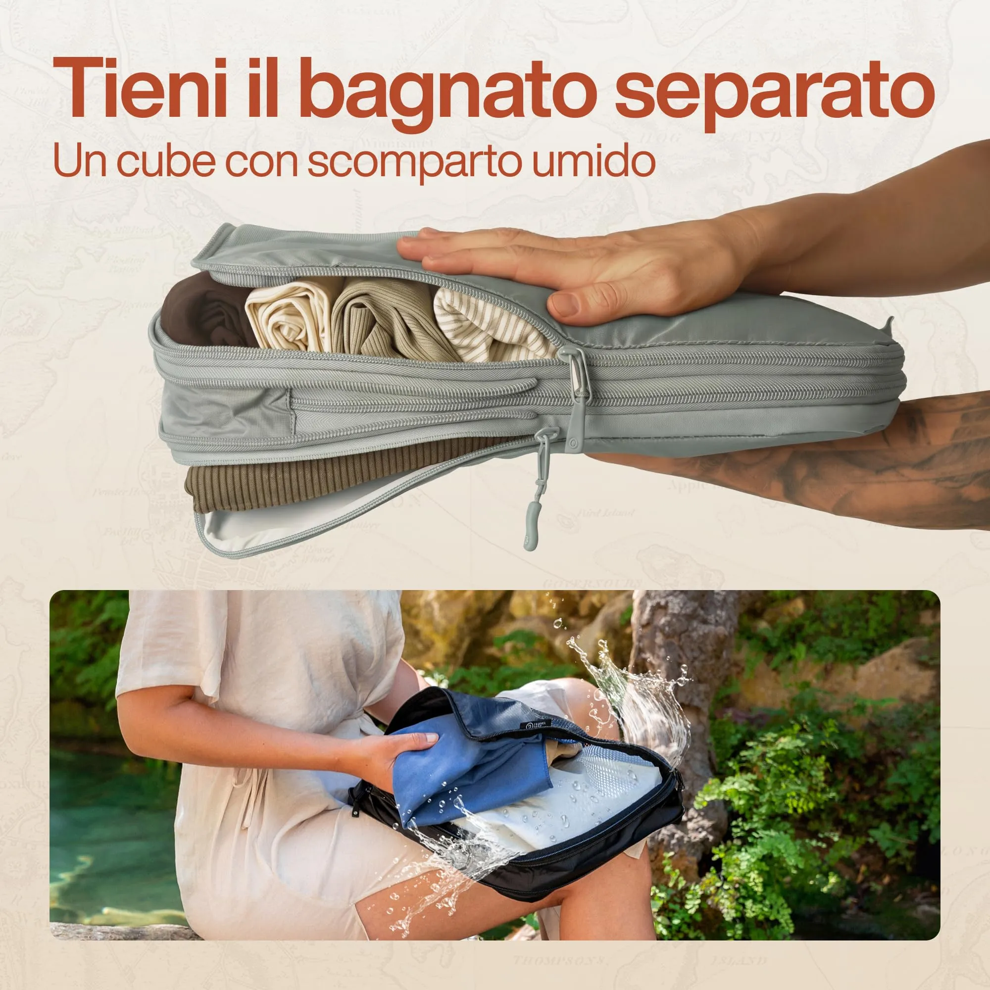Travel Dude Organizer Valigia con Compressione, Packing Cubes Salvaspazio, Set di 7, Blu Acciaio - immagine 4