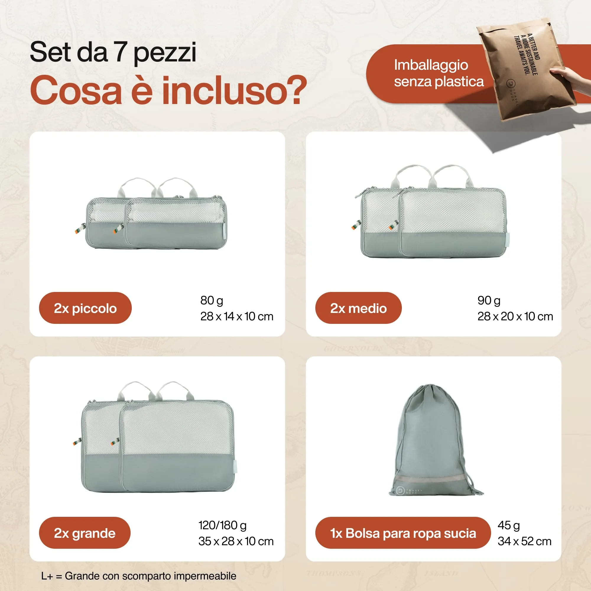 Travel Dude Organizer Valigia con Compressione, Packing Cubes Salvaspazio, Set di 7, Blu Acciaio - immagine 7