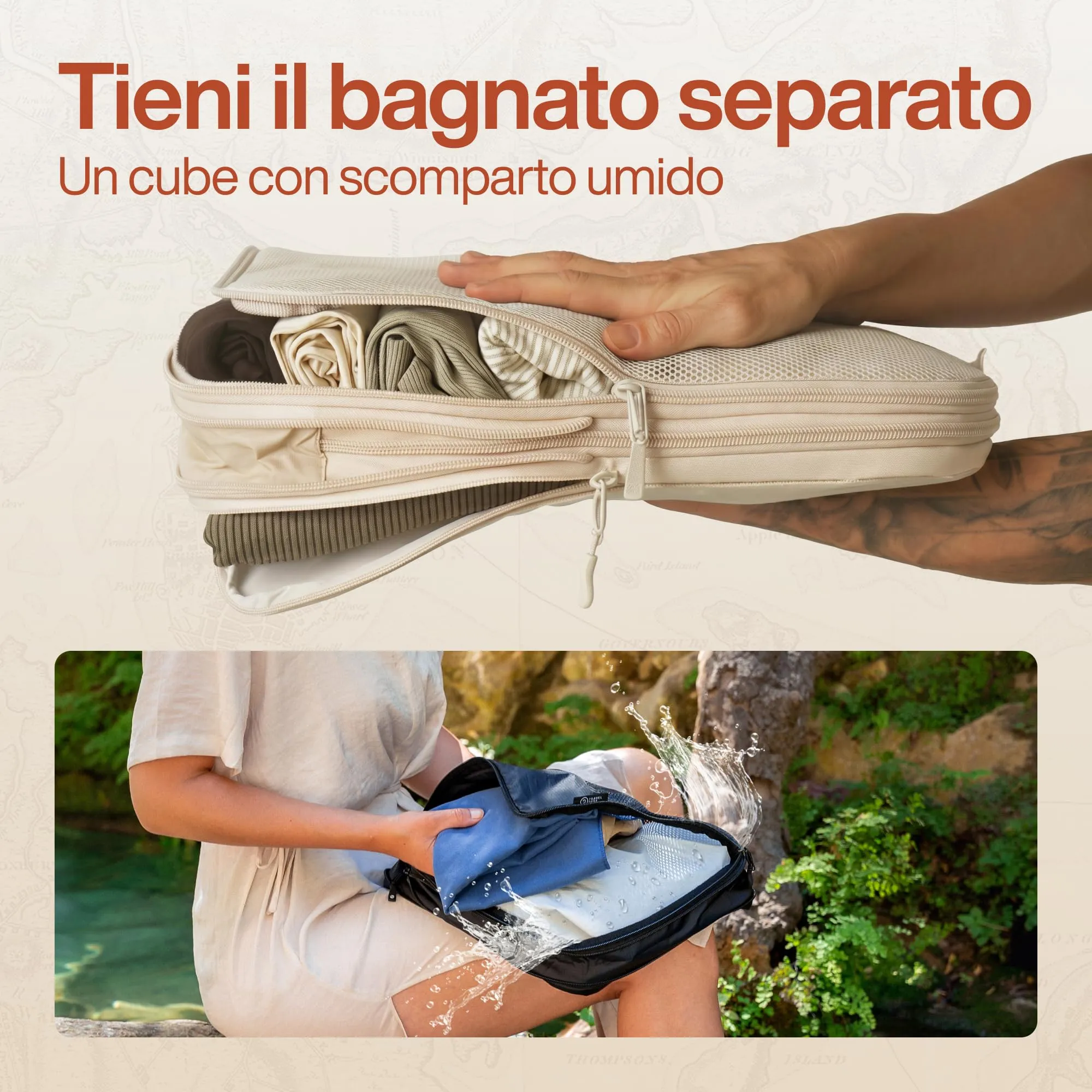 Travel Dude Packing Cubes con Compressione, Set di 7, Beige Sabbia - immagine 4