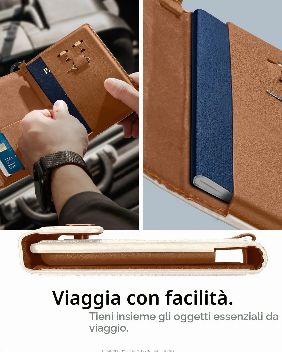 Spigen Porta passaporto RFID Portafoglio da Viaggio con 4 Slot - immagine 2