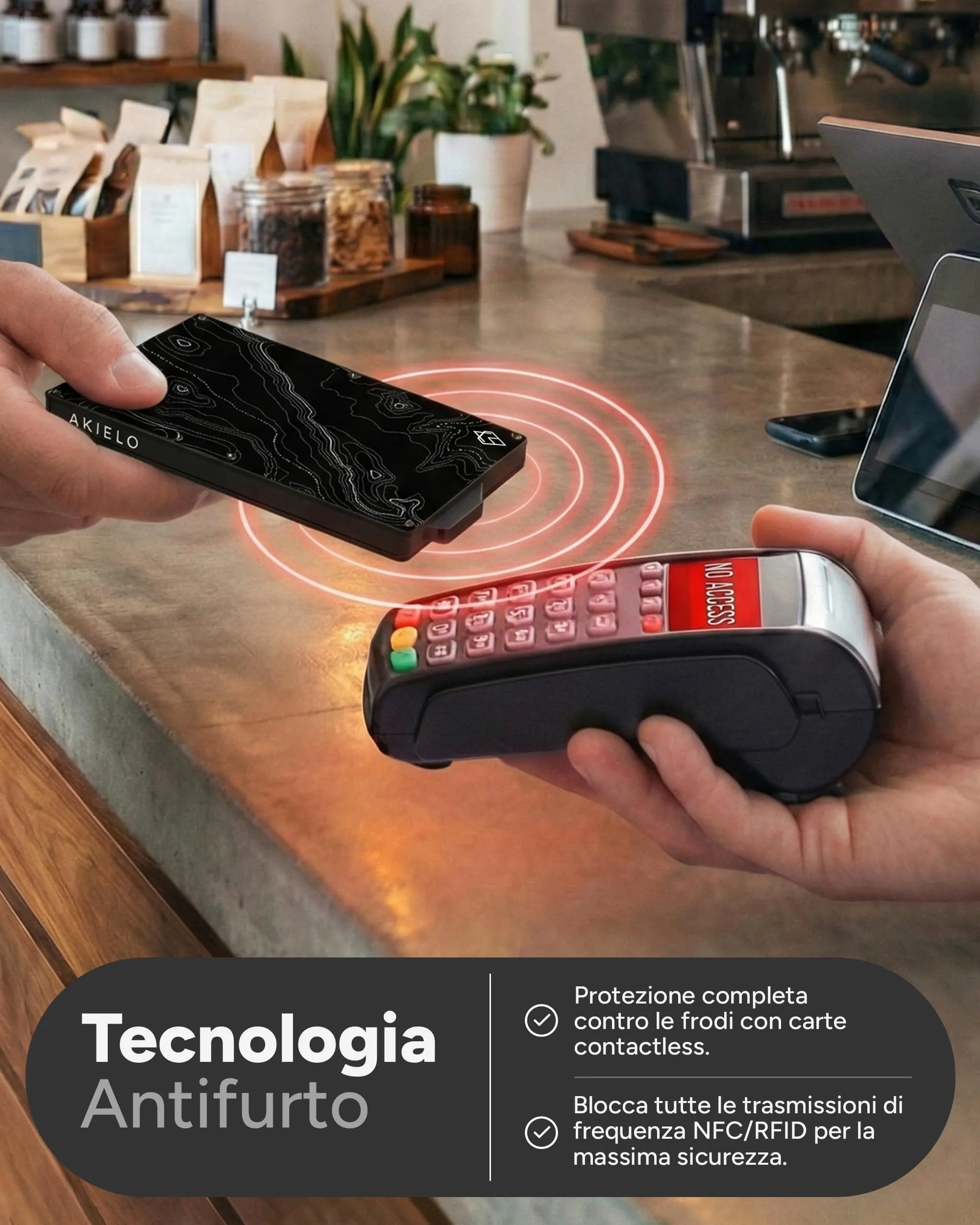 AKIELO Porta Carte Slim con Blocco RFID ALPHA Edizione Topografica - immagine 5
