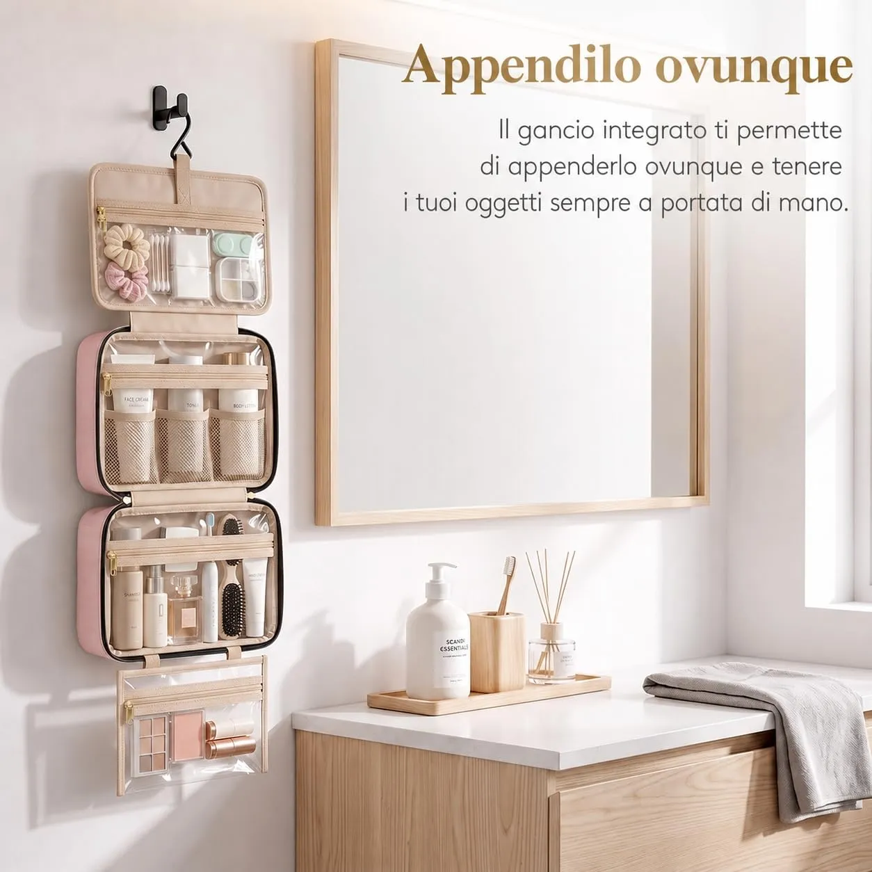 Lifewit Beauty Case da Viaggio, Trousse Trucchi Portatile, L - immagine 3