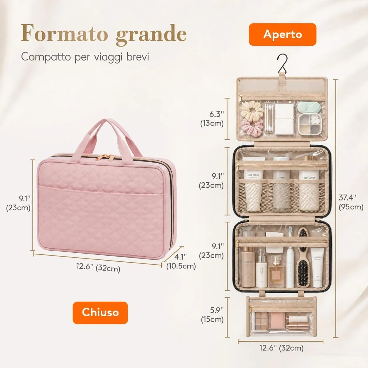 Lifewit Beauty Case da Viaggio, Trousse Trucchi Portatile, L - immagine 4