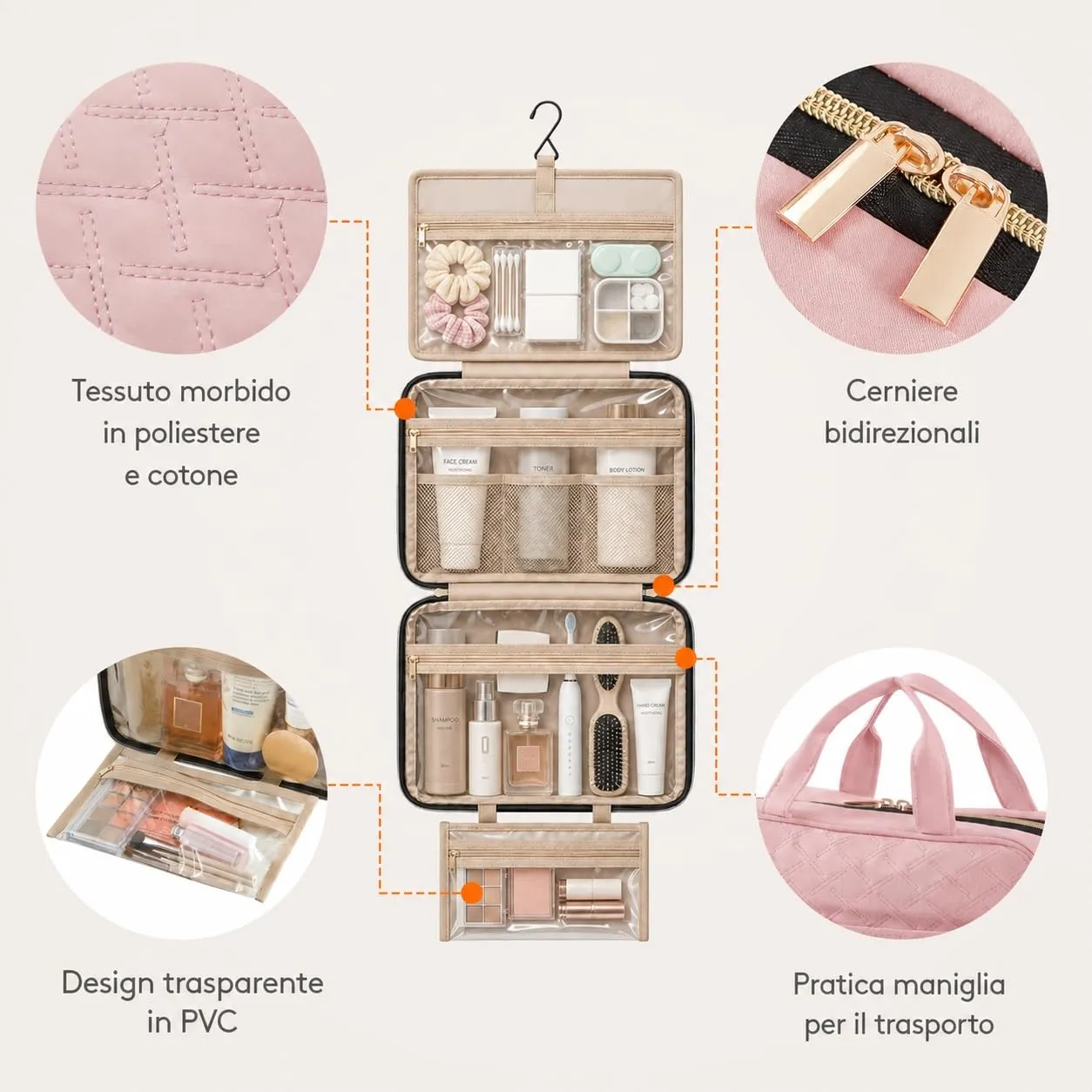 Lifewit Beauty Case da Viaggio, Trousse Trucchi Portatile, L - immagine 5
