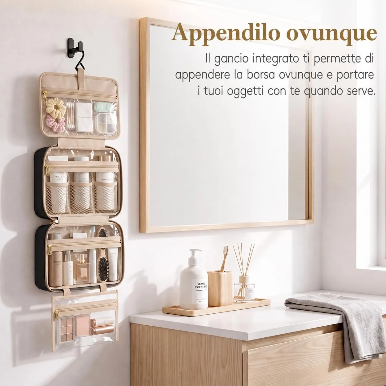 Lifewit Beauty Case da Viaggio, Trousse Trucchi Portatile, L - immagine 3