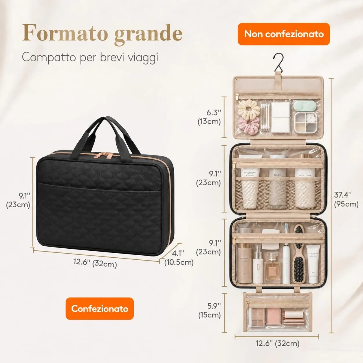 Lifewit Beauty Case da Viaggio, Trousse Trucchi Portatile, L - immagine 4