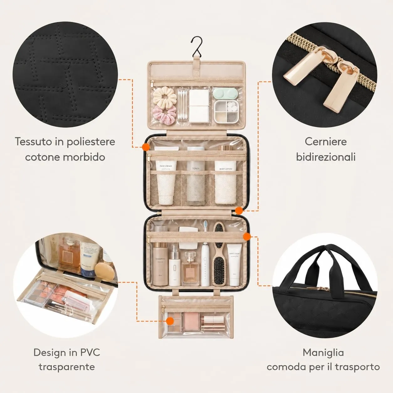 Lifewit Beauty Case da Viaggio, Trousse Trucchi Portatile, L - immagine 5