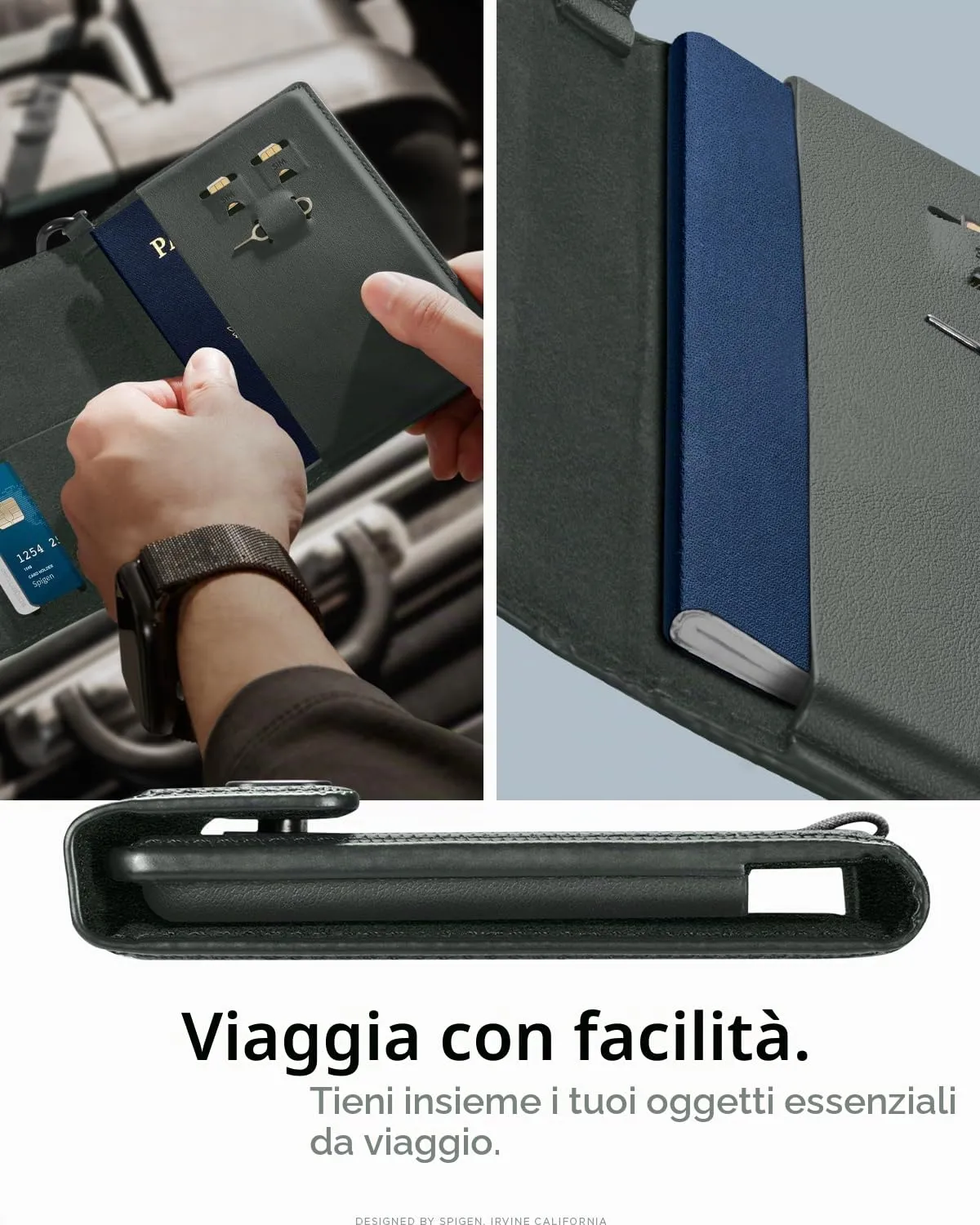 Spigen Porta passaporto RFID Portafoglio da Viaggio con 4 Slot - immagine 2