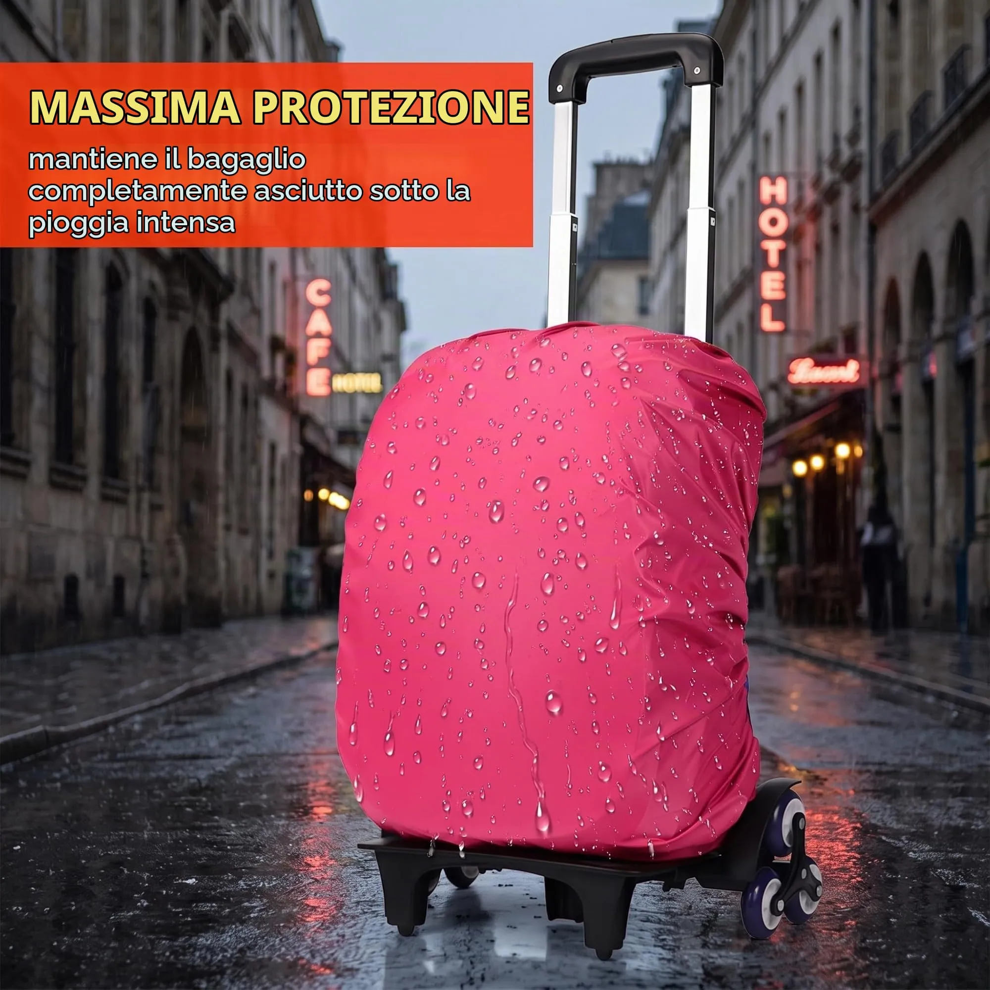 AEIXYA Coprizaino e Coprivaligia Impermeabile per Bambini e Ragazzi, Rosso Rosa, Taglia M - immagine 2