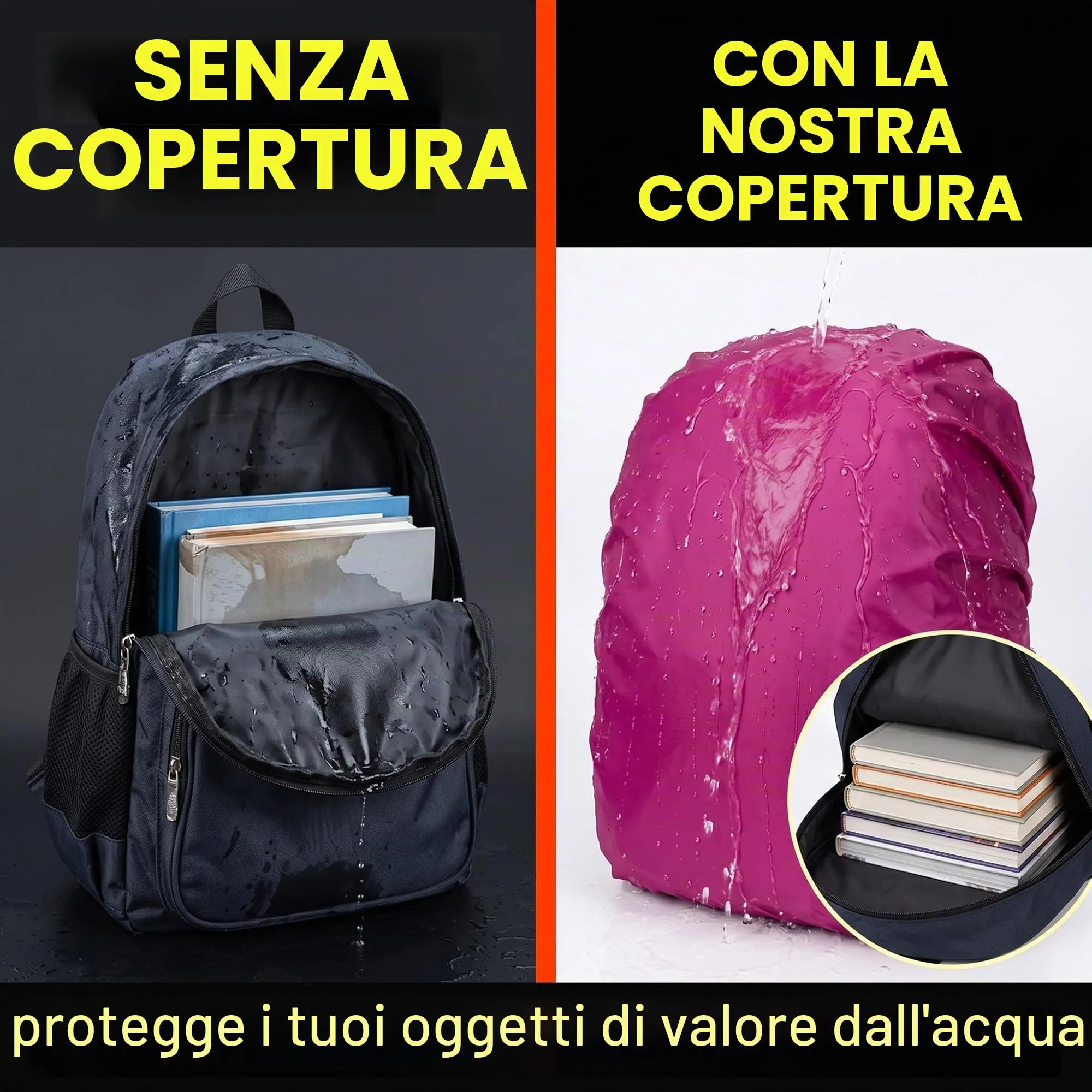 AEIXYA Coprizaino e Coprivaligia Impermeabile per Bambini e Ragazzi, Rosso Rosa, Taglia M - immagine 5