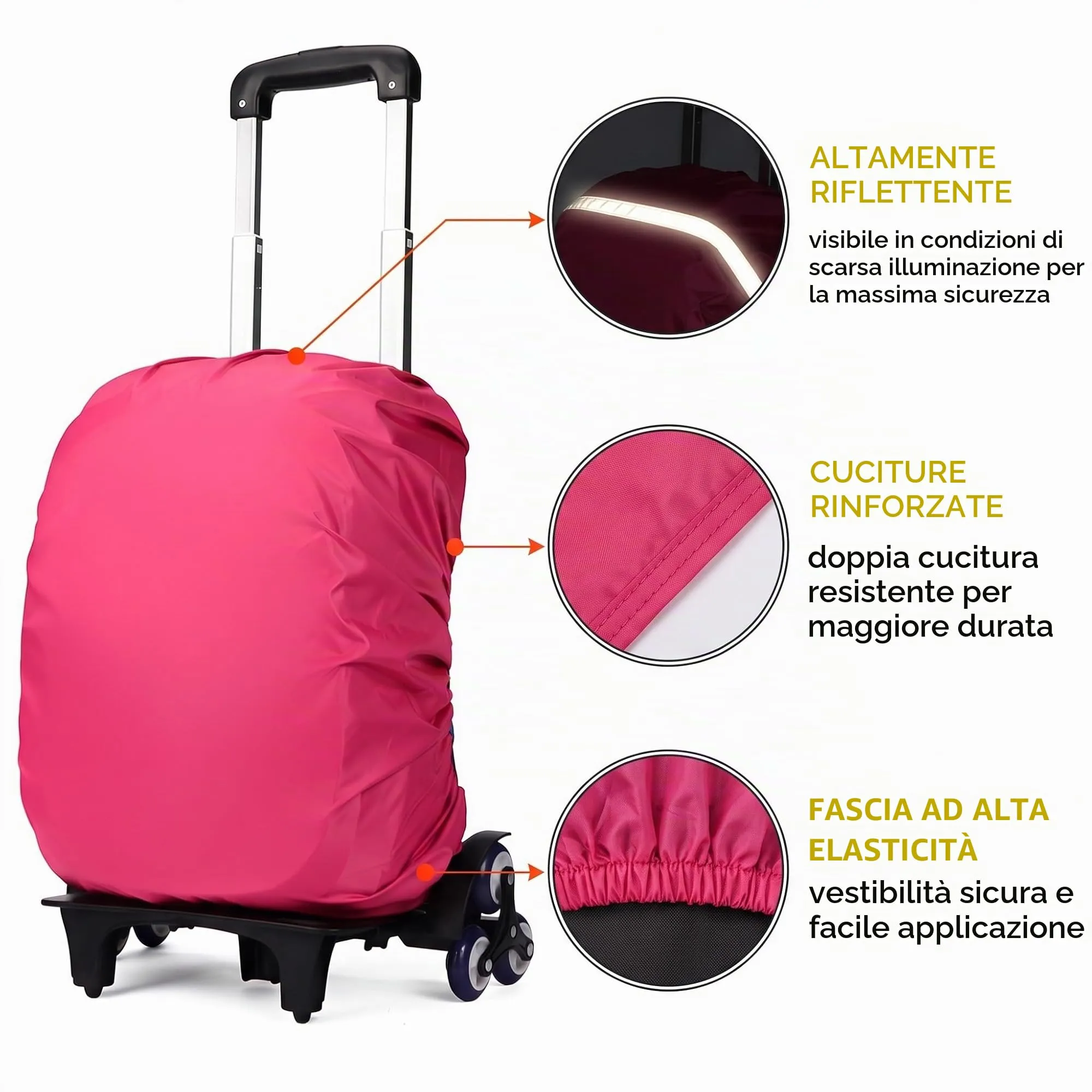AEIXYA Coprizaino e Coprivaligia Impermeabile per Bambini e Ragazzi, Rosso Rosa, Taglia M - immagine 6