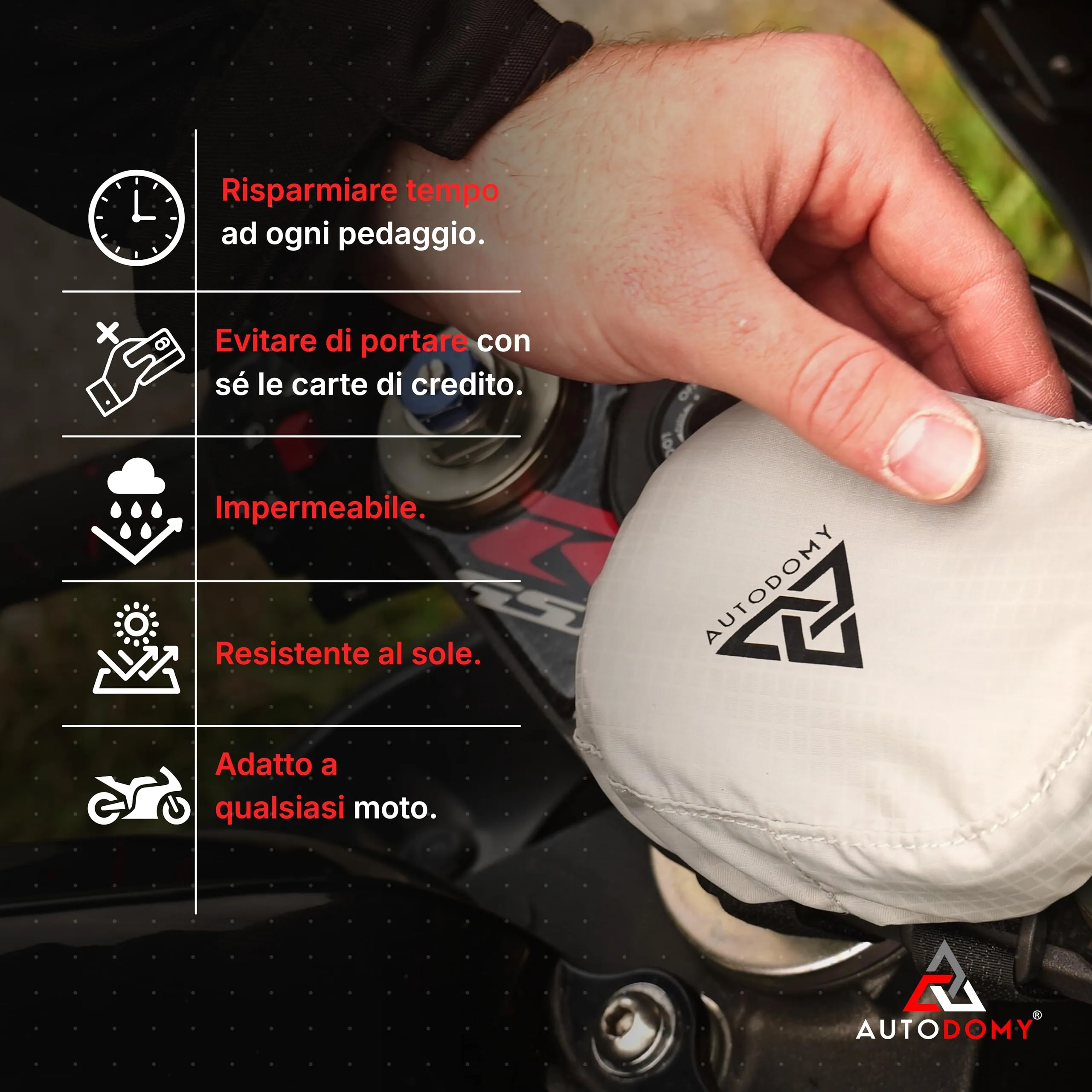 Autodomy Porta Telepas Moto Impermeabile 11.5x8 cm - immagine 4