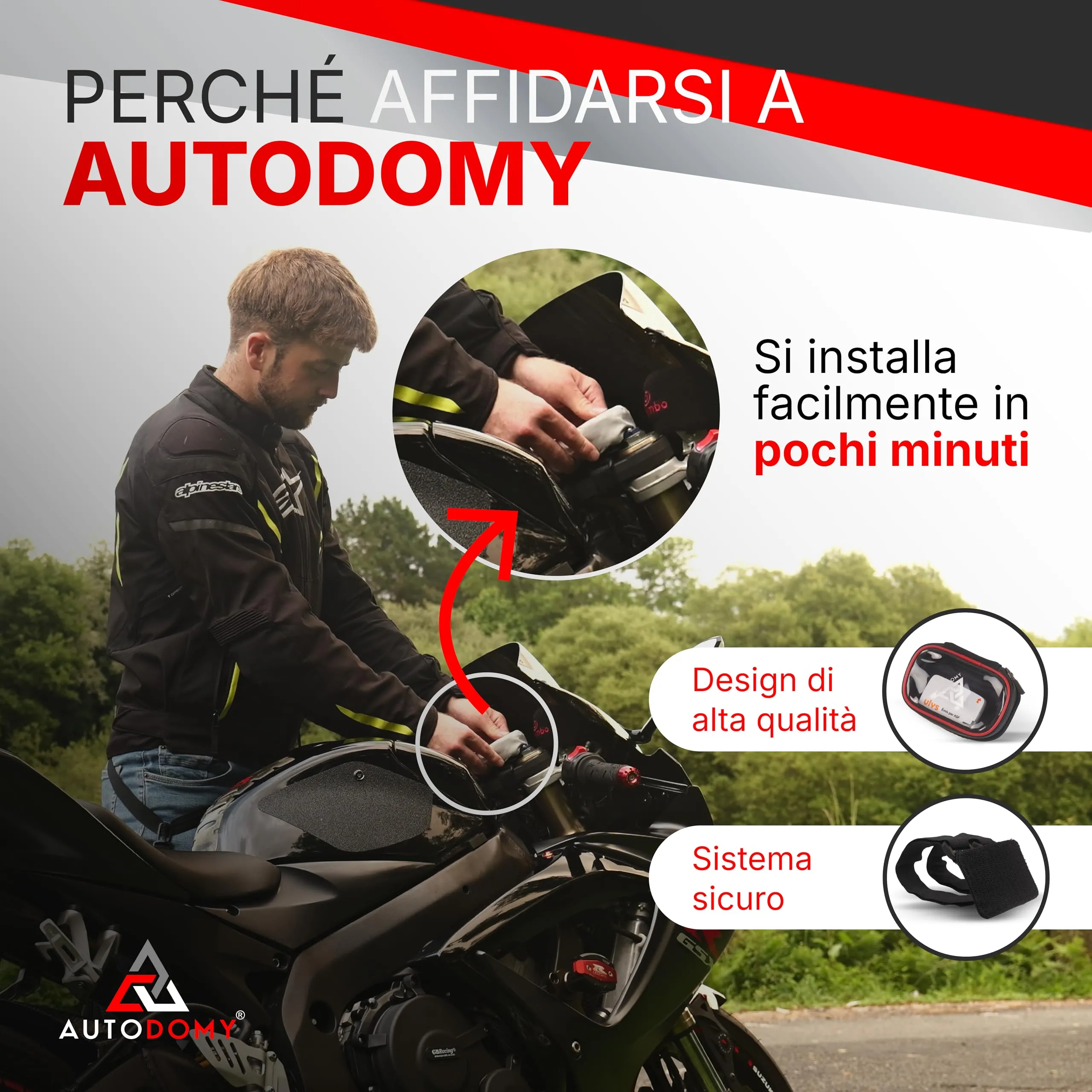 Autodomy Porta Telepas Moto Impermeabile 11.5x8 cm - immagine 5