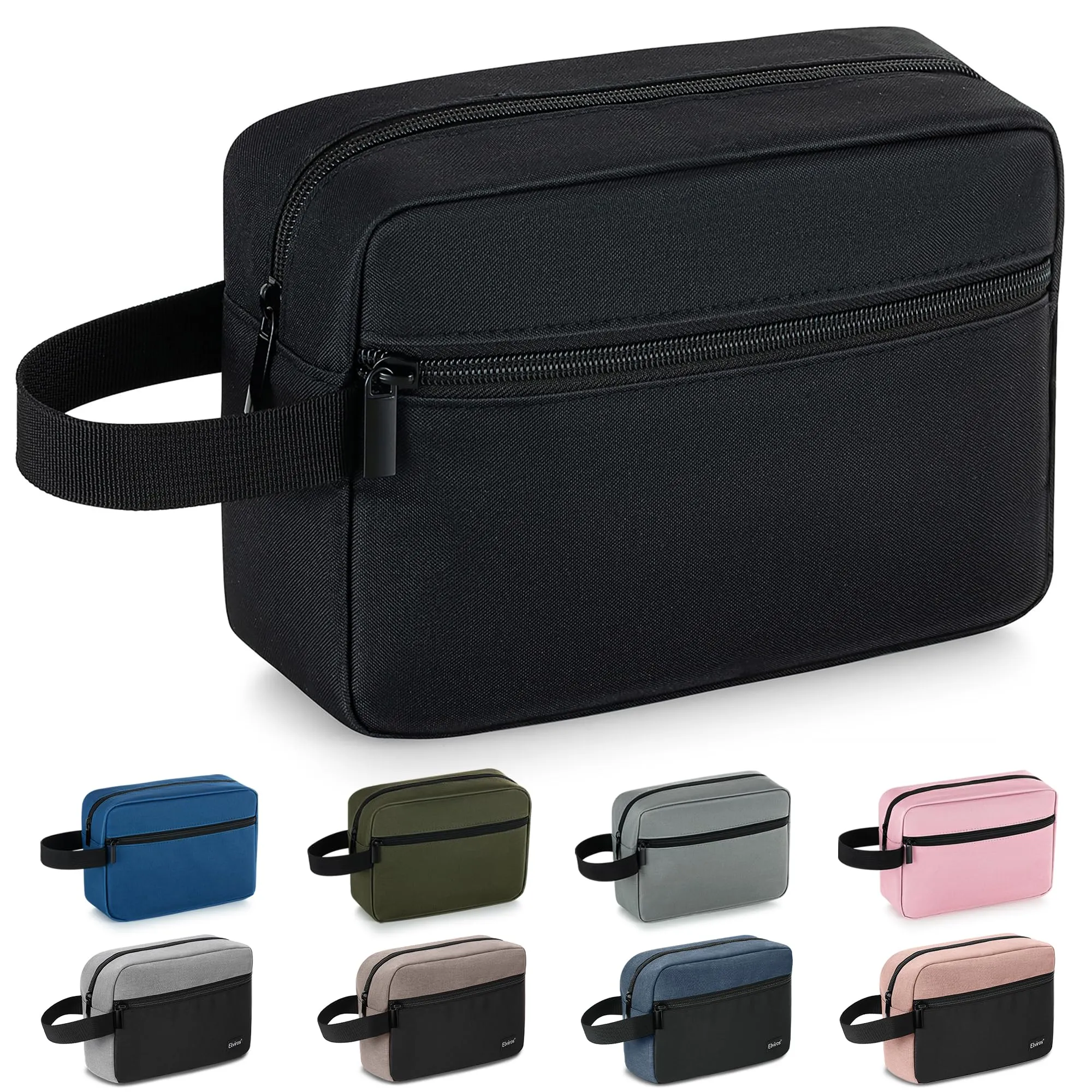 Elviros Travel Beauty Case da Viaggio, Tessuto Oxford 300D, Nero - immagine 1