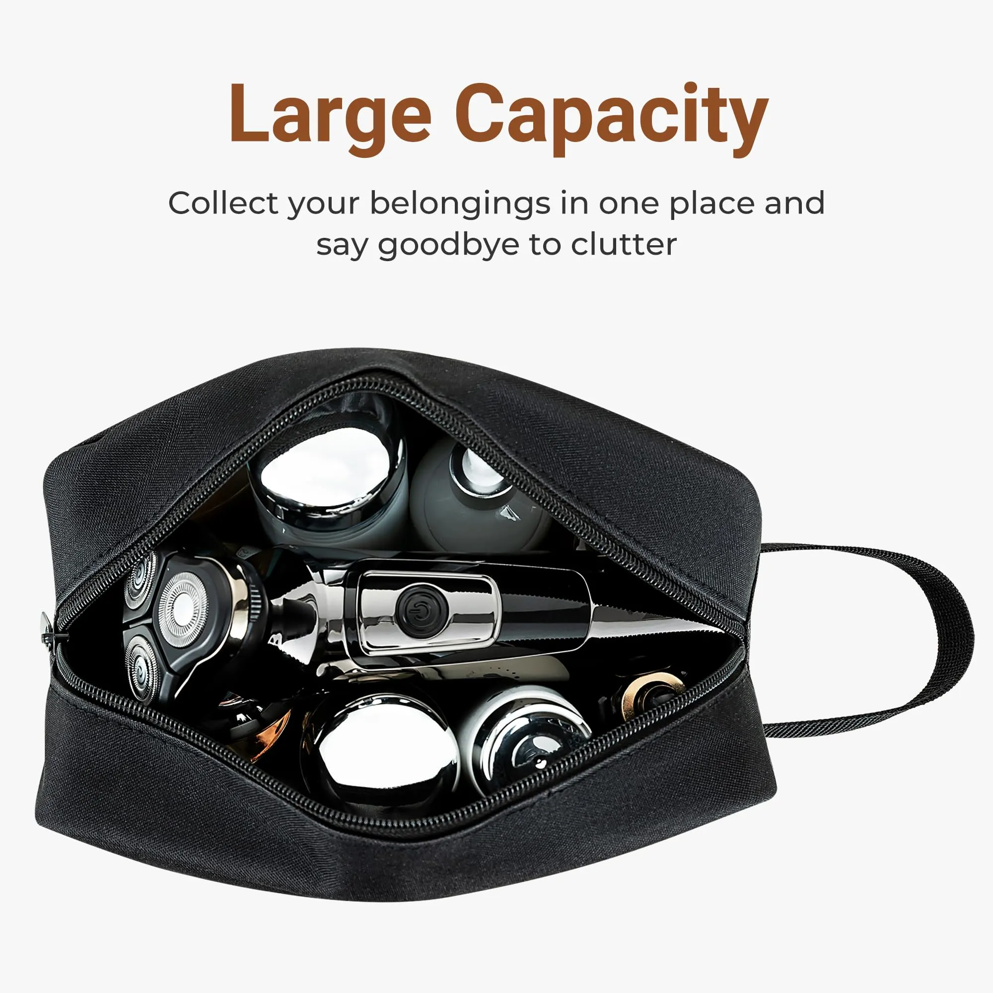 Elviros Travel Beauty Case da Viaggio, Tessuto Oxford 300D, Nero - immagine 2