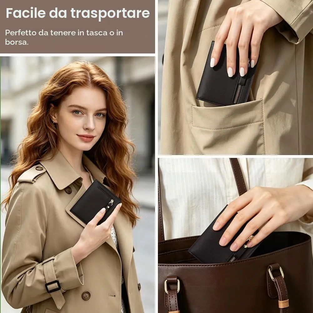 HOTUT Portafoglio Donna in Pelle PU Sintetica, Piccolo Portamonete per Carte di Credito, Nero - immagine 6