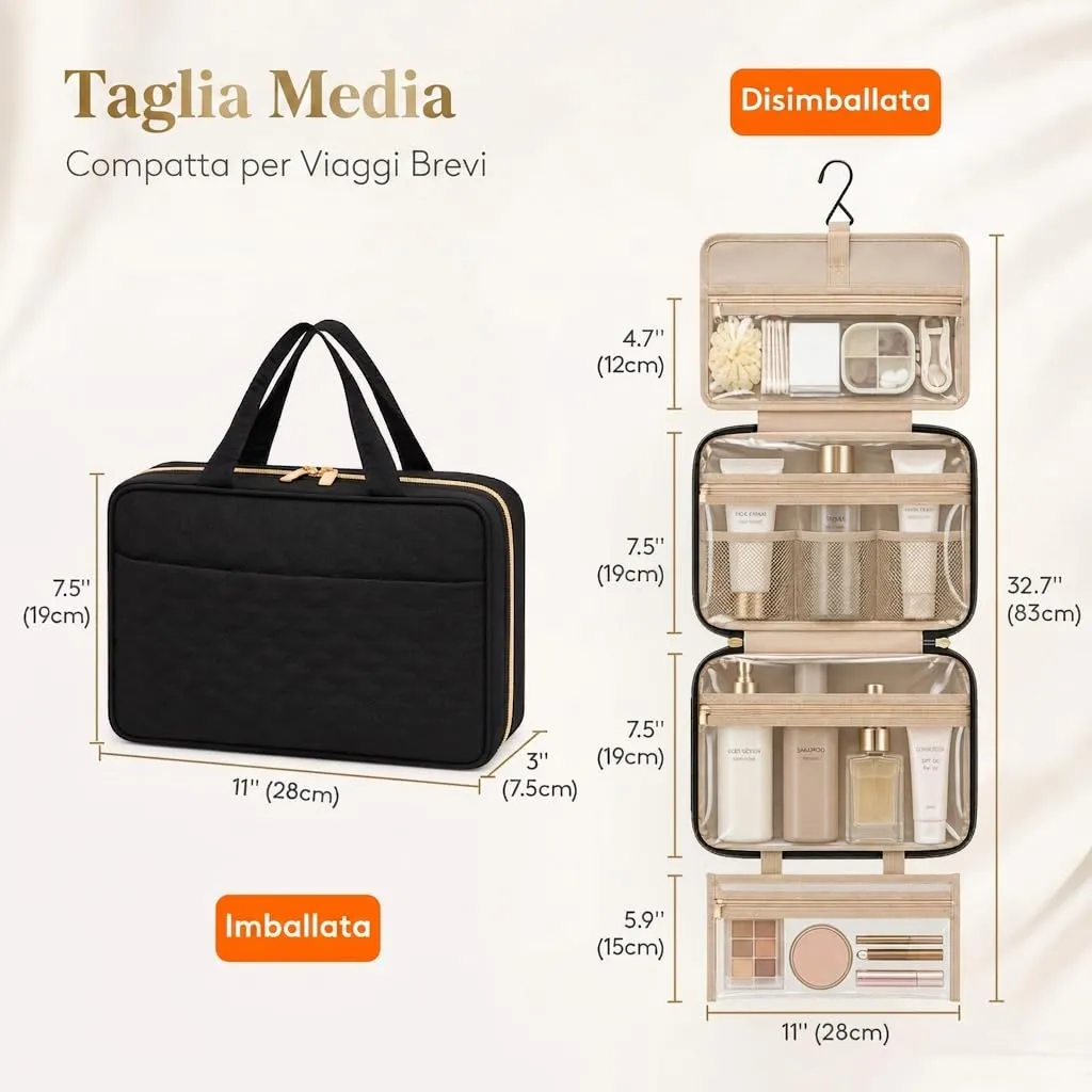 Lifewit Beauty Case da Viaggio, Trousse Trucchi Portatile, M/L - immagine 4