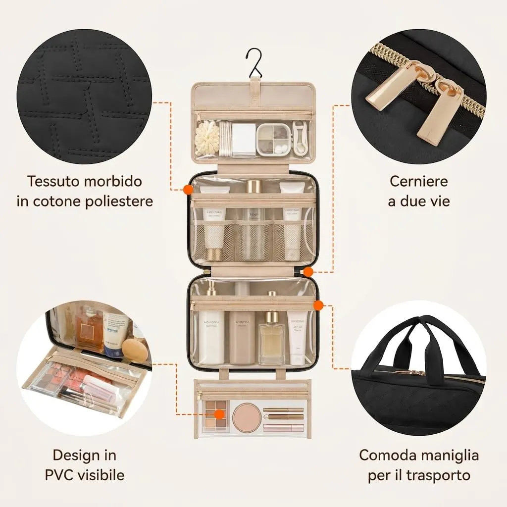 Lifewit Beauty Case da Viaggio, Trousse Trucchi Portatile, M/L - immagine 5