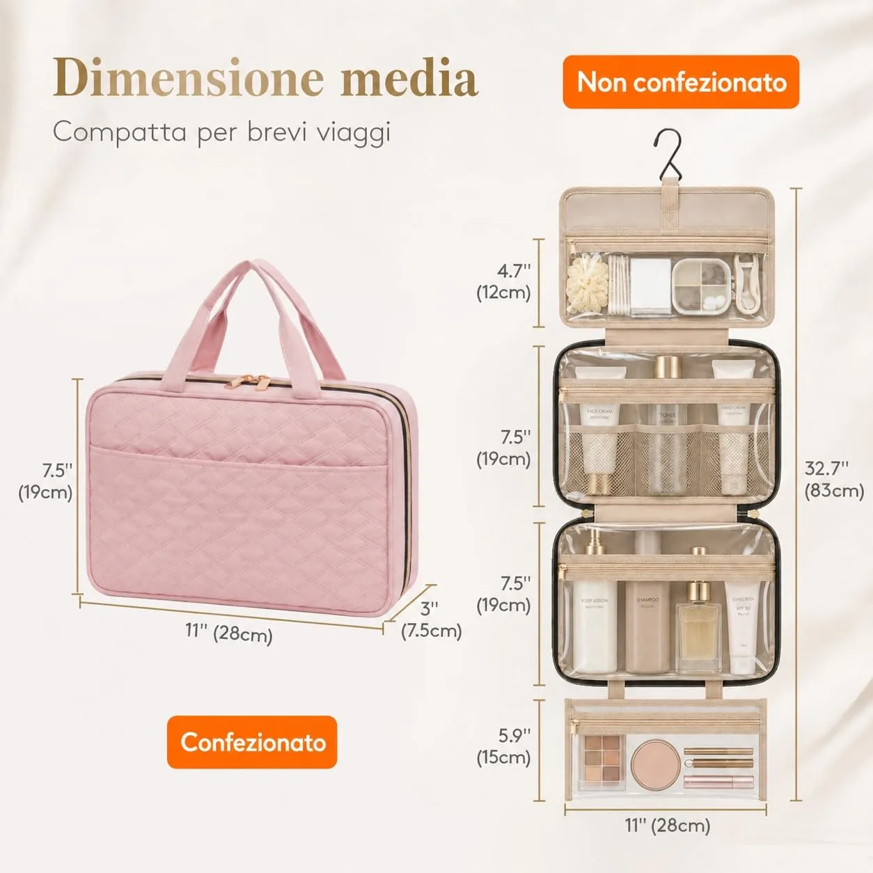 Lifewit Beauty Case da Viaggio, Trousse Trucchi Portatile, M/L - immagine 4