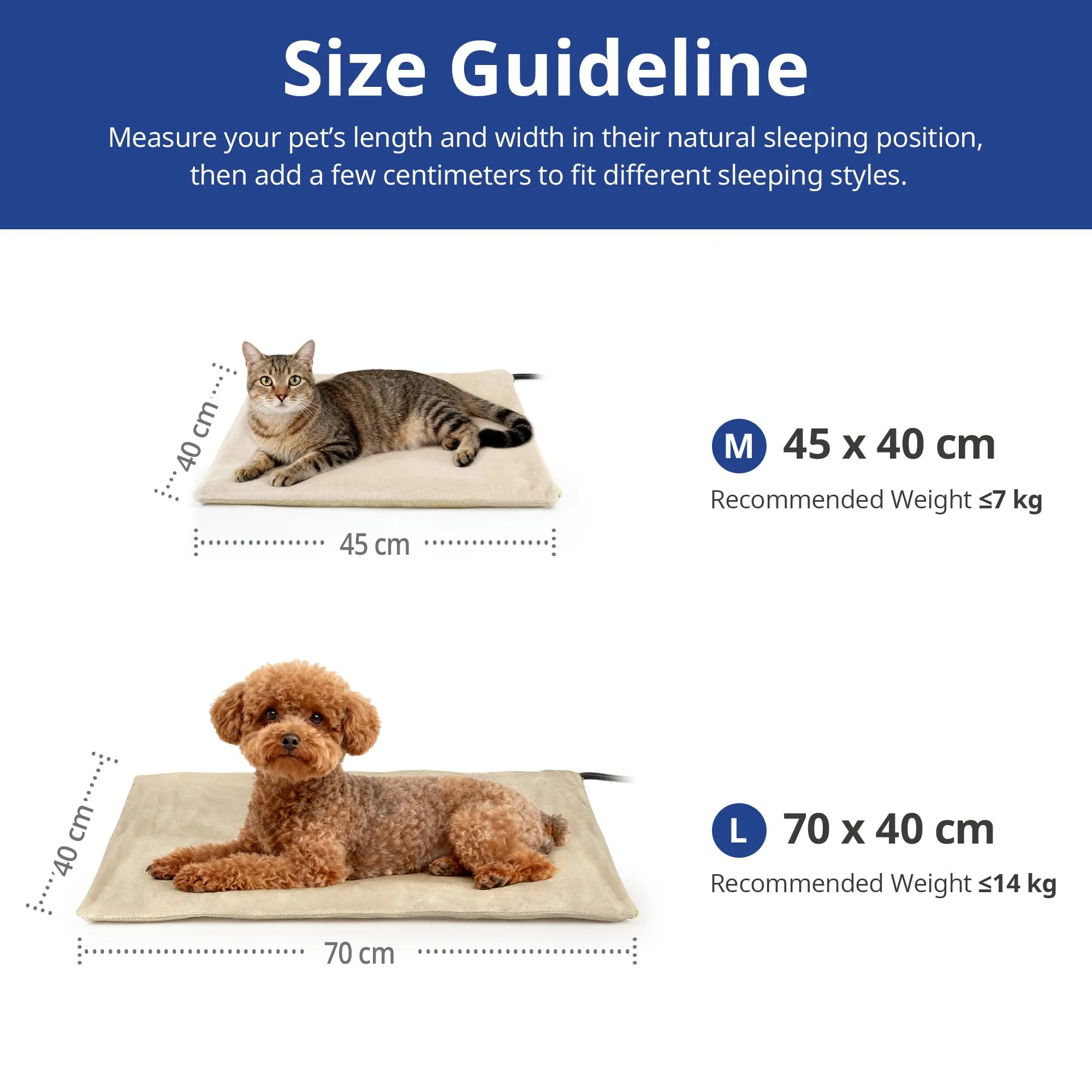 NICREW Tappetino Riscaldante per Cani e Gatti, Temperatura Regolabile, 45 x 40 cm, Cachi - immagine 6