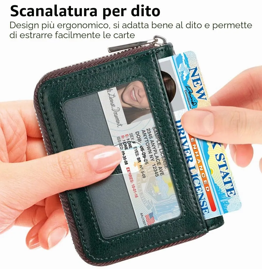 FurArt Porta Carte di Credito con Cerniera e Blocco RFID per Donna e Uomo - immagine 2