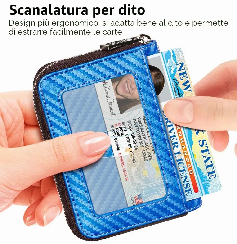 FurArt Porta Carte di Credito con Cerniera e Blocco RFID per Donna e Uomo - immagine 2