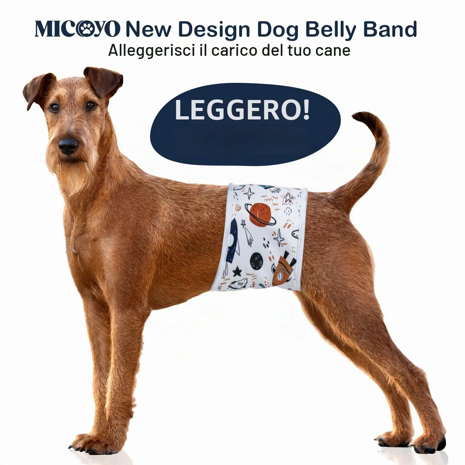MICOOYO Pannolini Riutilizzabili per Cani Maschi, Fasce per Pancia Lavabili, Astronave, XS, Confezione da 3 - immagine 2