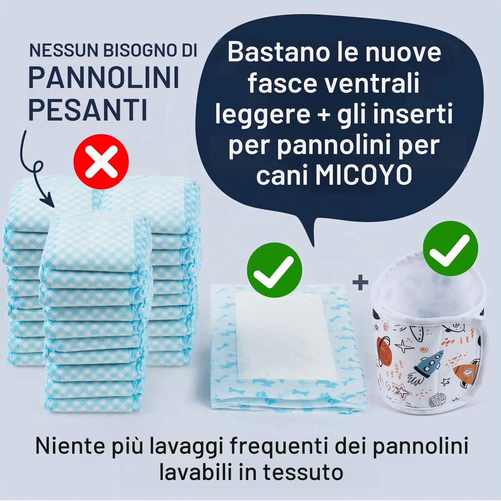MICOOYO Pannolini Riutilizzabili per Cani Maschi, Fasce per Pancia Lavabili, Astronave, XS, Confezione da 3 - immagine 6
