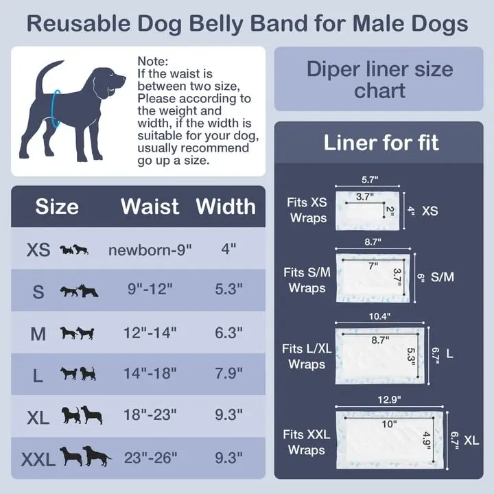 MICOOYO Pannolini Riutilizzabili per Cani Maschio, Lavabili, 3 Pezzi, Dinosauro, S - immagine 5