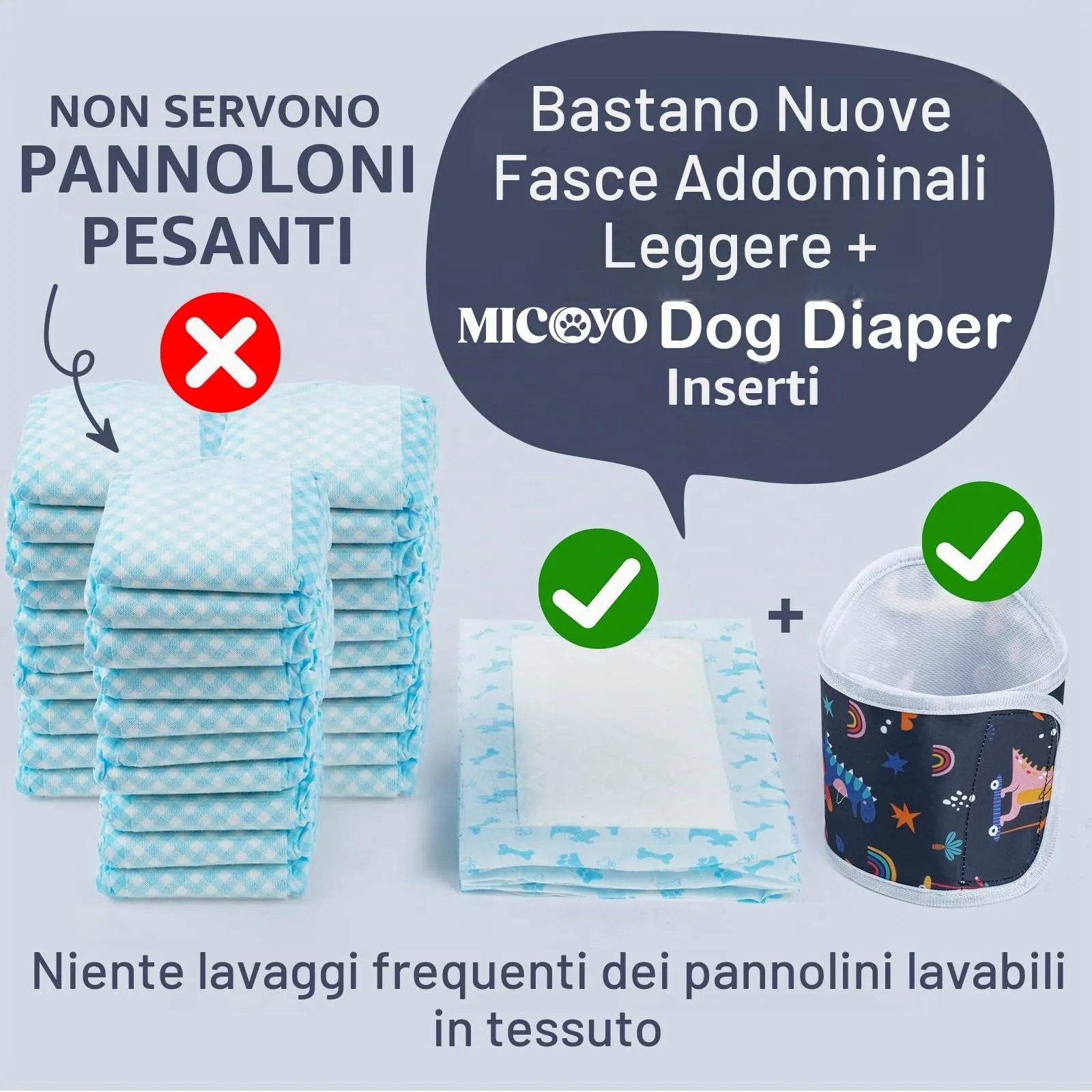 MICOOYO Pannolini Riutilizzabili per Cani Maschio, Lavabili, 3 Pezzi, Dinosauro, S - immagine 6