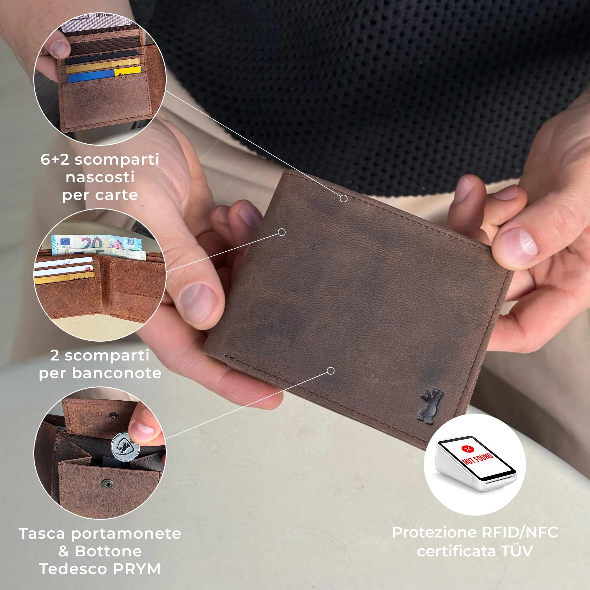 Berliner Bags Portafoglio Peter Uomo con Porta Carte e Portamonete RFID - immagine 4