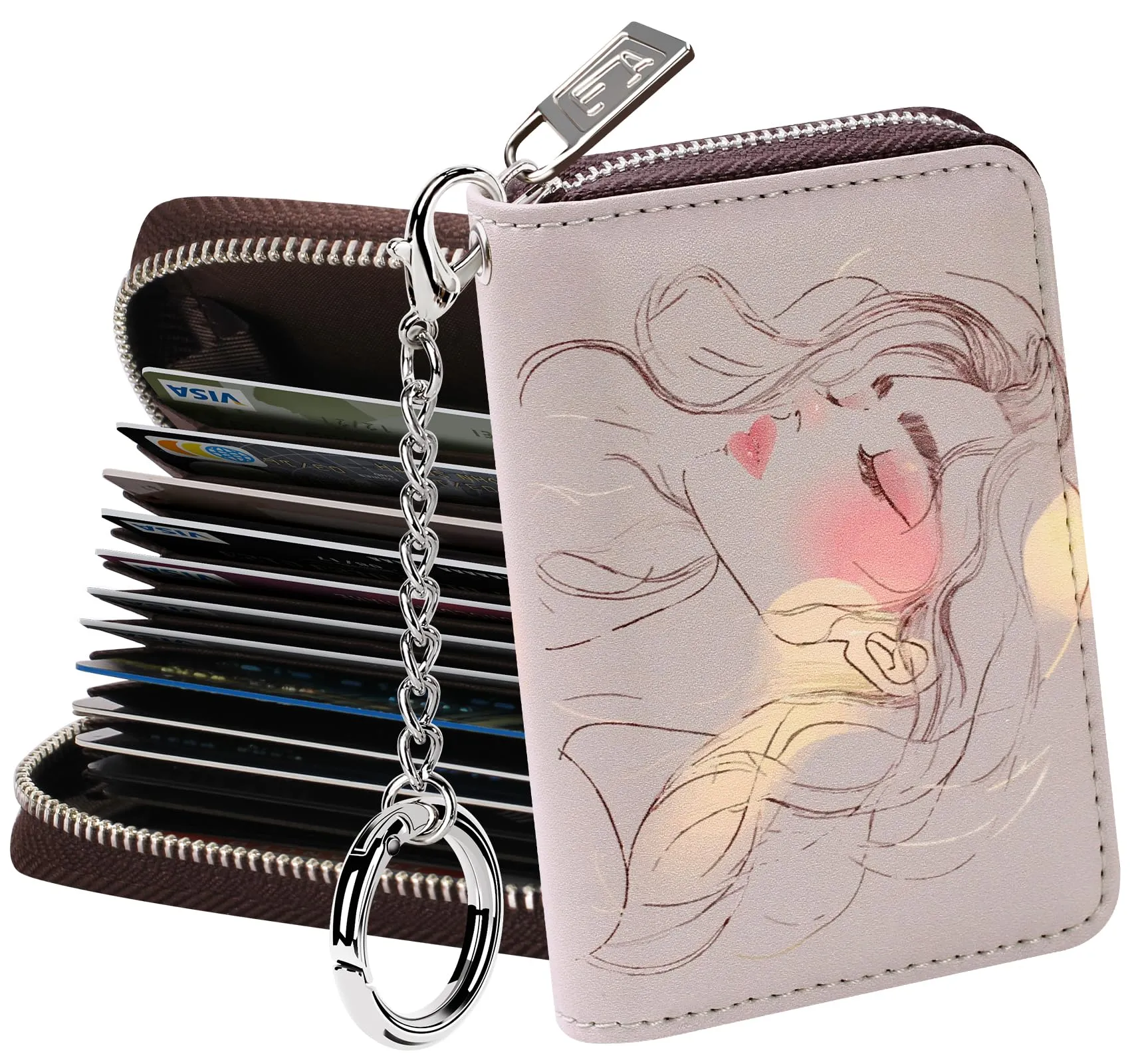FurArt Portafoglio con Cerniera da Donna con Blocco RFID, Small - immagine 1