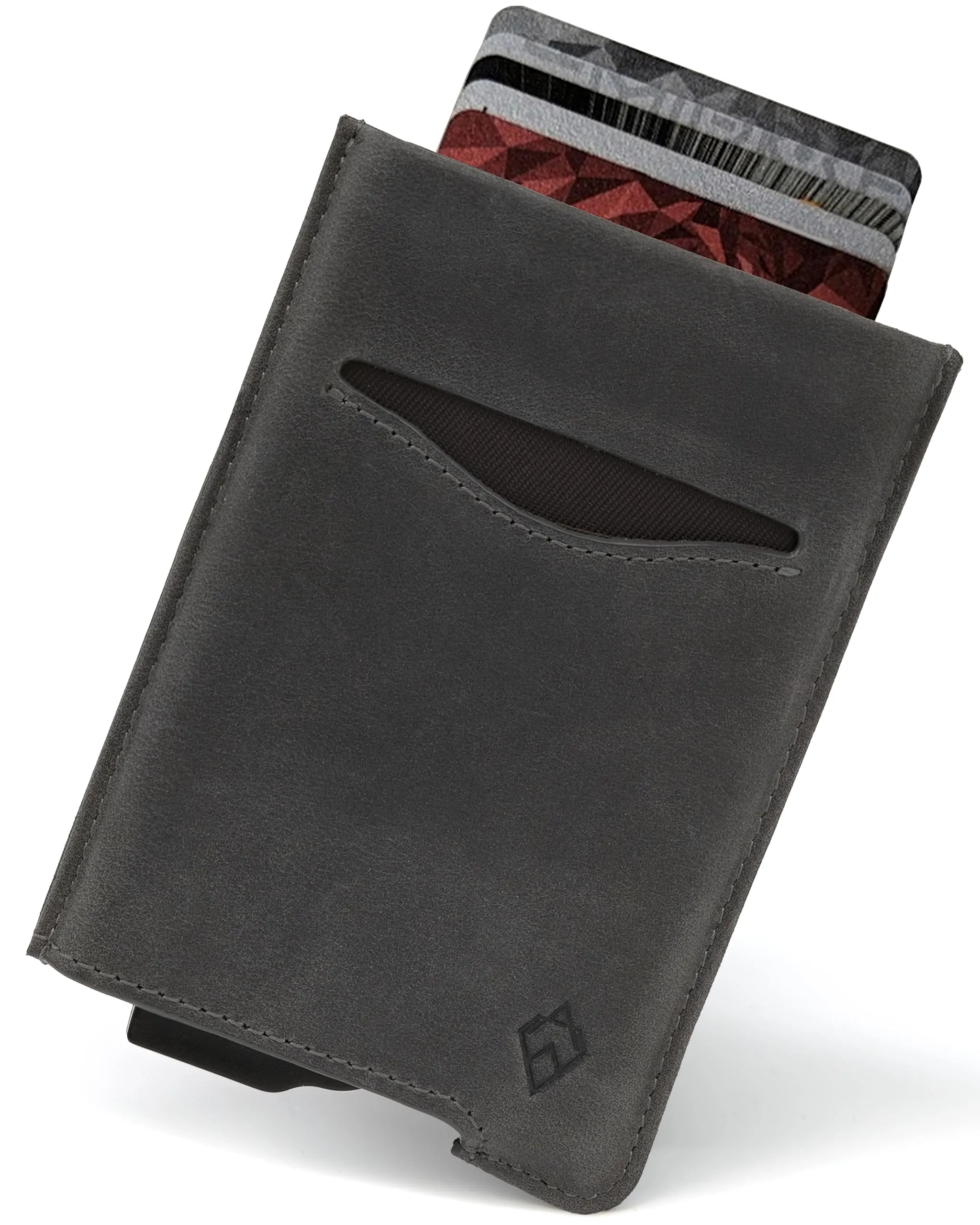 AKIELO ALPHA Porta Carte di Credito con Blocco RFID in Pelle - Grigio Ardesia - immagine 1