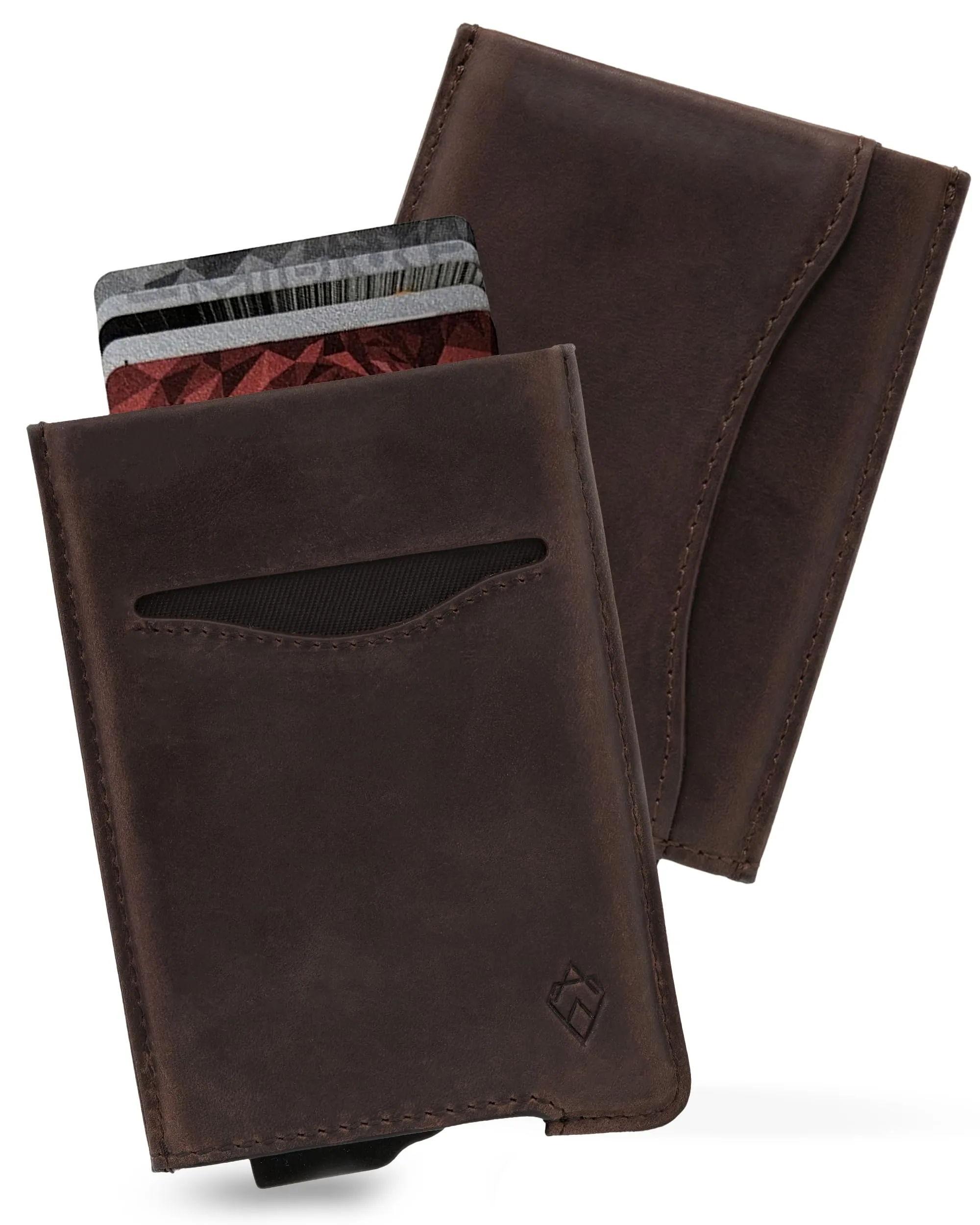 AKIELO ALPHA Porta Carte di Credito in Pelle con Blocco RFID - Edizione Moka Scuro - immagine 1