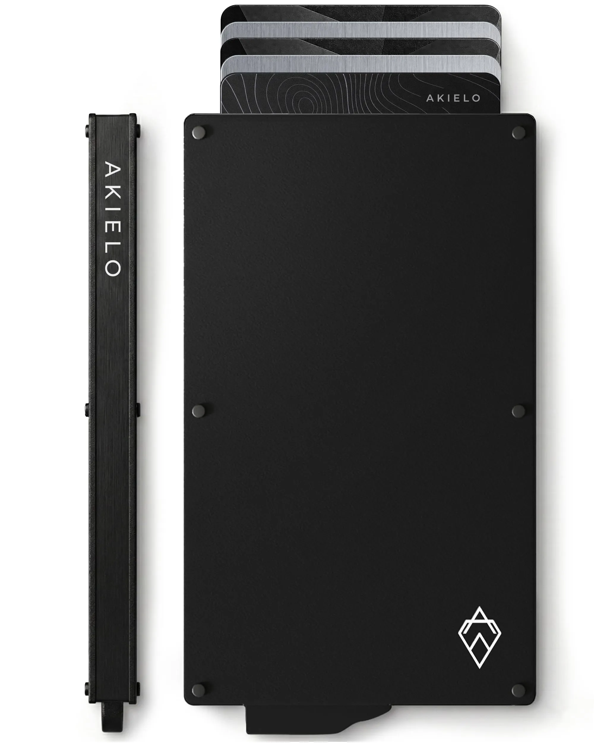 AKIELO Alpha Porta Carte di Credito con Blocco RFID, Portafoglio Uomo Slim Minimalista (Edizione Nera) - immagine 1