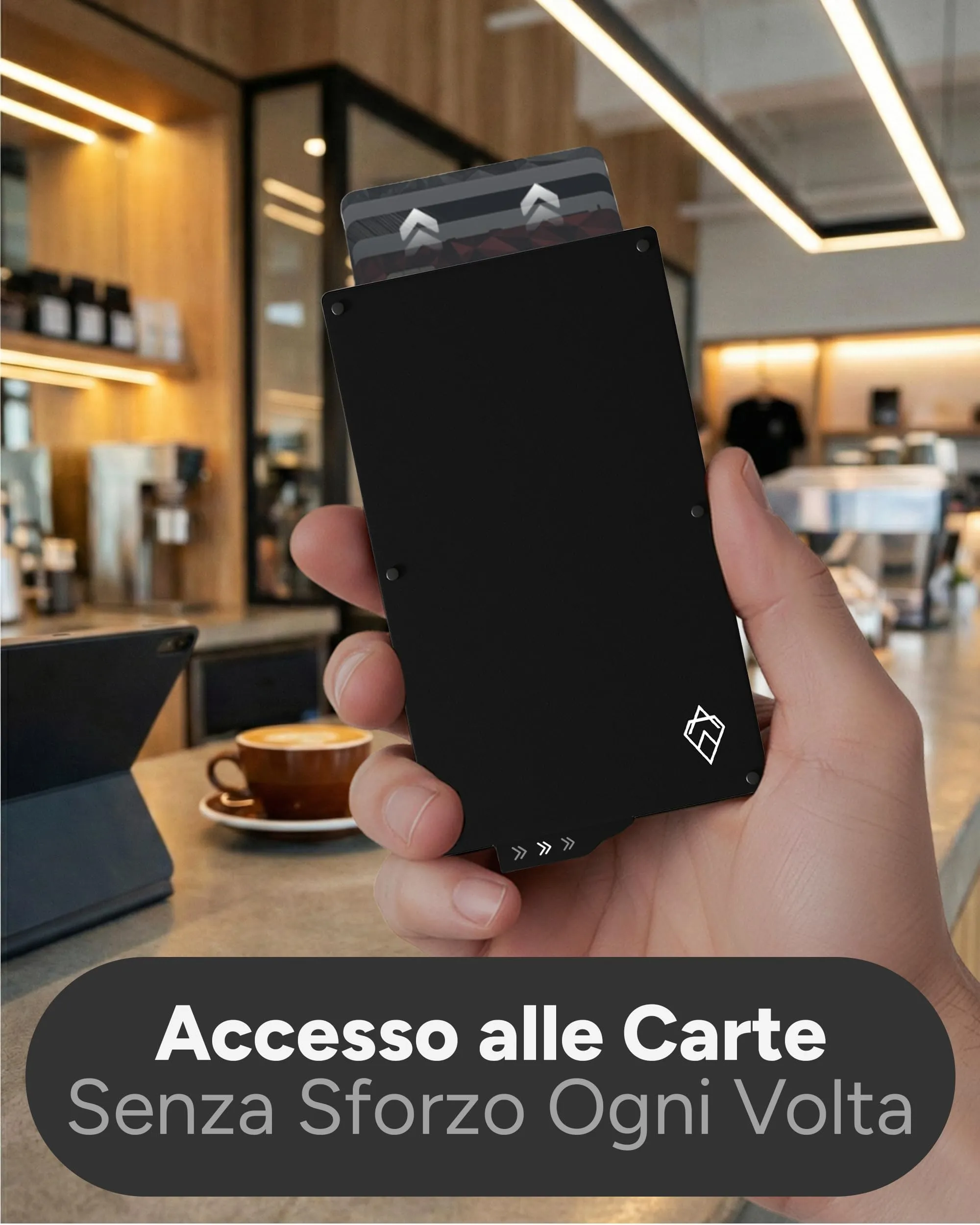 AKIELO Alpha Porta Carte di Credito con Blocco RFID, Portafoglio Uomo Slim Minimalista (Edizione Nera) - immagine 6