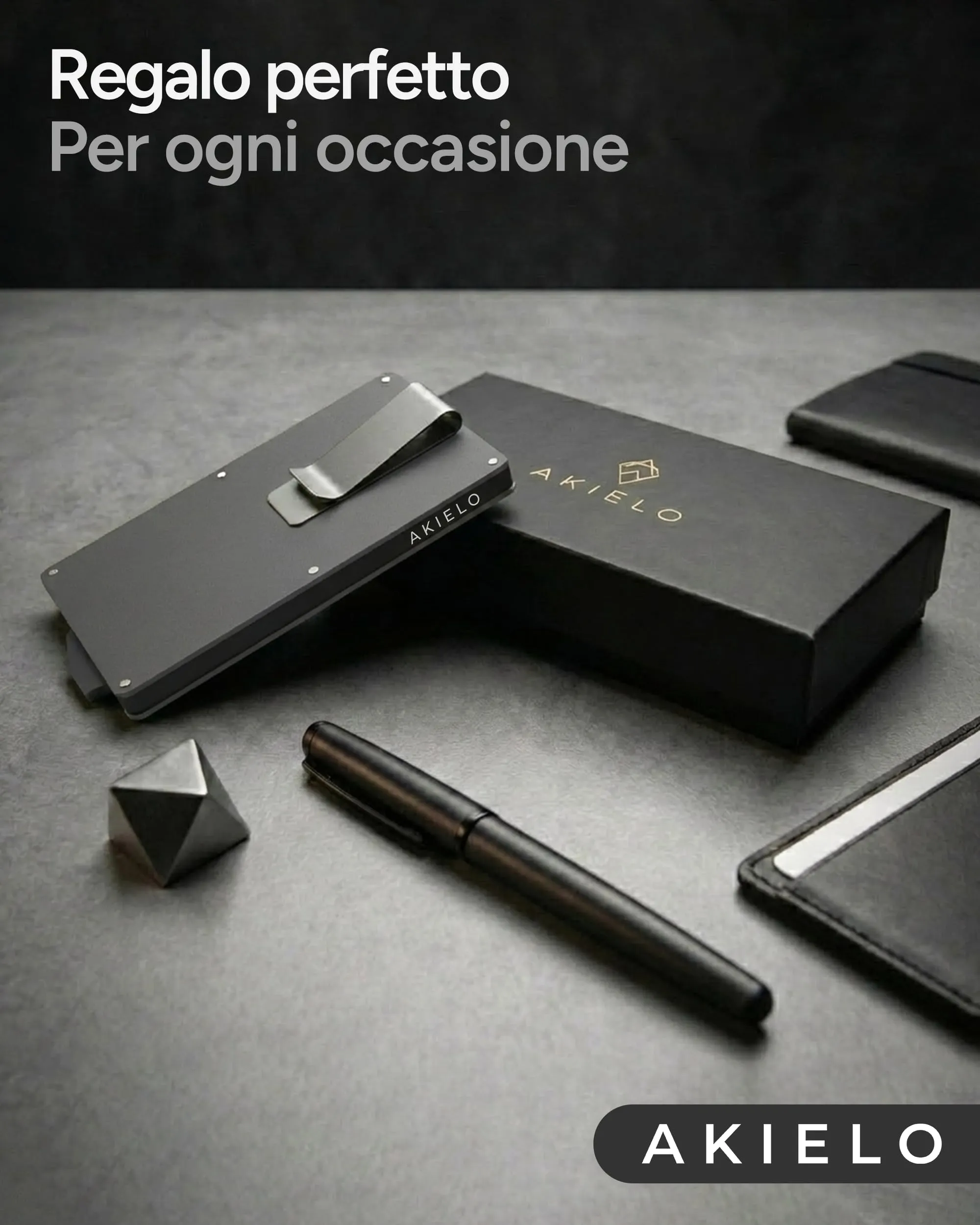 AKIELO Alpha Portafoglio Slim Porta Carte di Credito con Blocco RFID e Fermasoldi - Edizione Titanio - immagine 7
