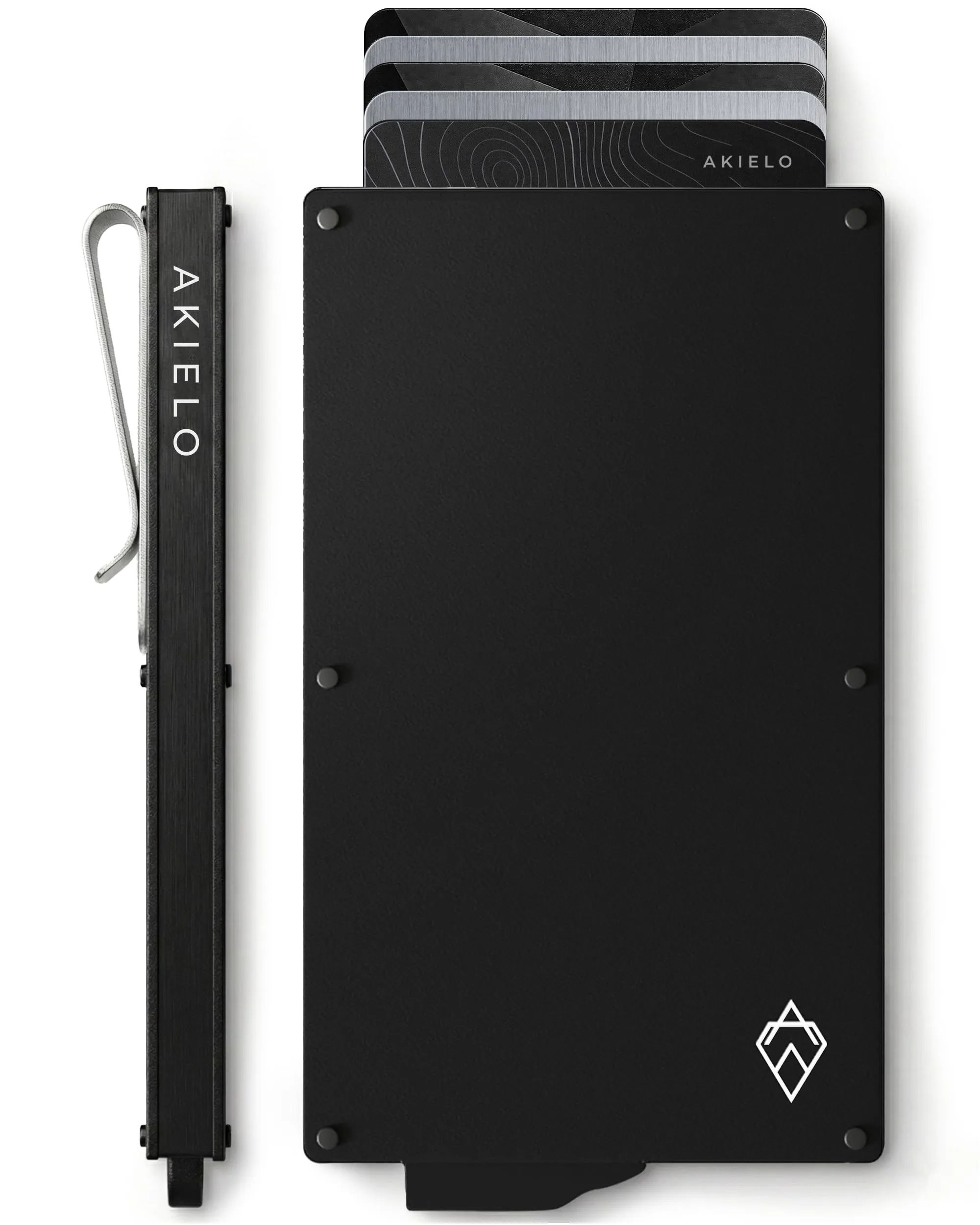 AKIELO Alpha Portafoglio Slim Porta Carte di Credito RFID con Fermasoldi - Edizione Nera - immagine 1