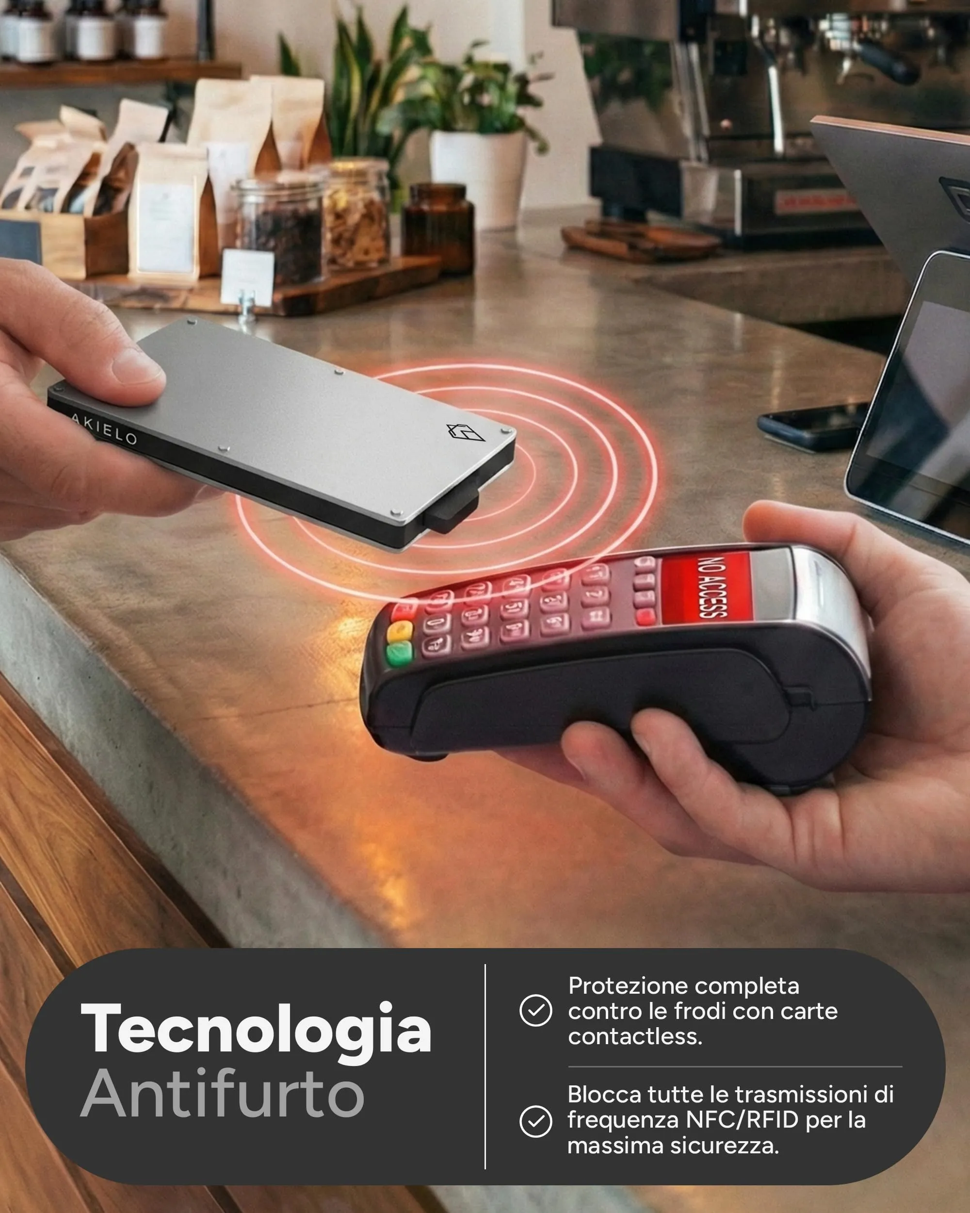 AKIELO Porta Carte di Credito RFID Alpha, Portafoglio Uomo Slim Minimalista (Edizione Argento) - immagine 5