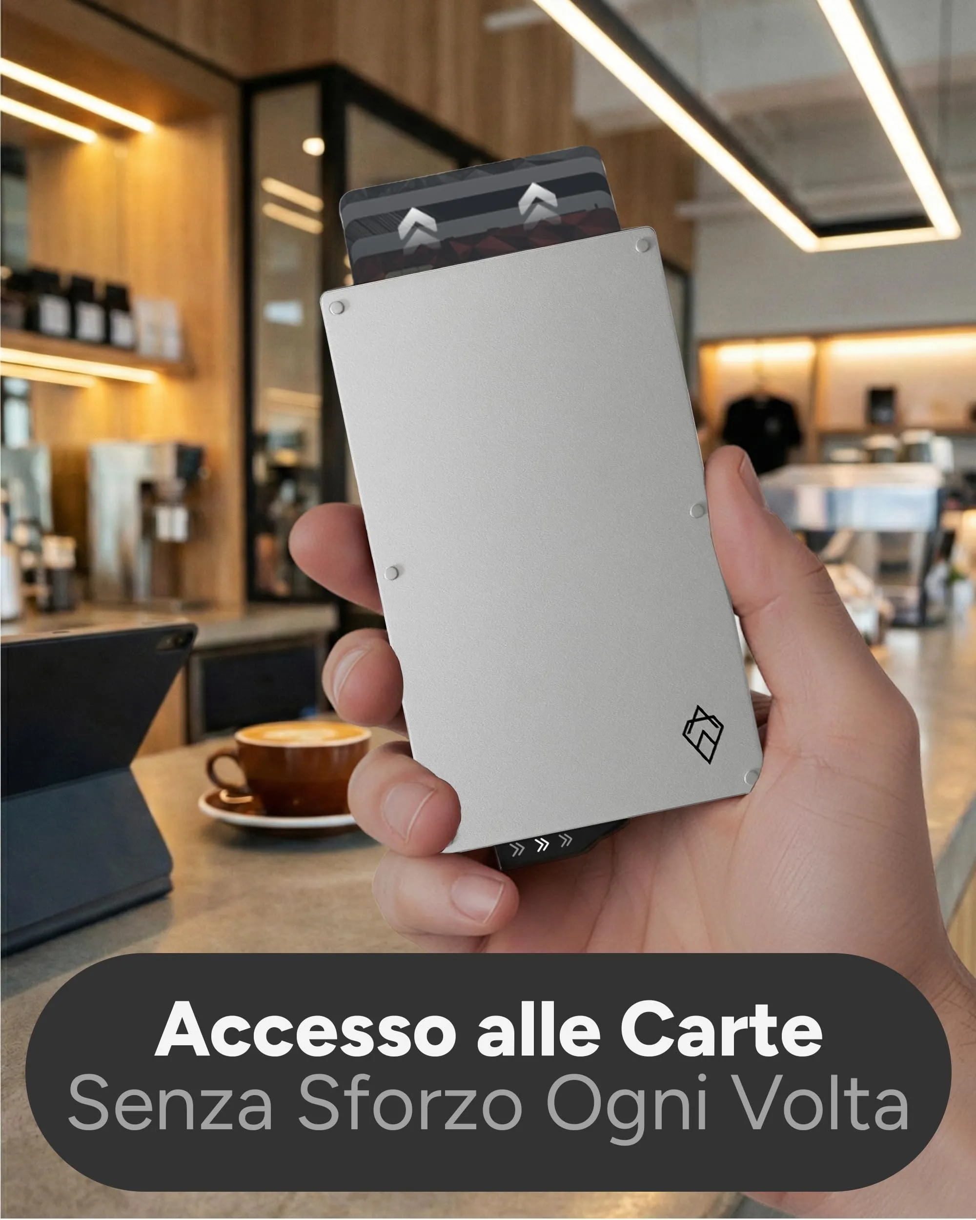 AKIELO Porta Carte di Credito RFID Alpha, Portafoglio Uomo Slim Minimalista (Edizione Argento) - immagine 6