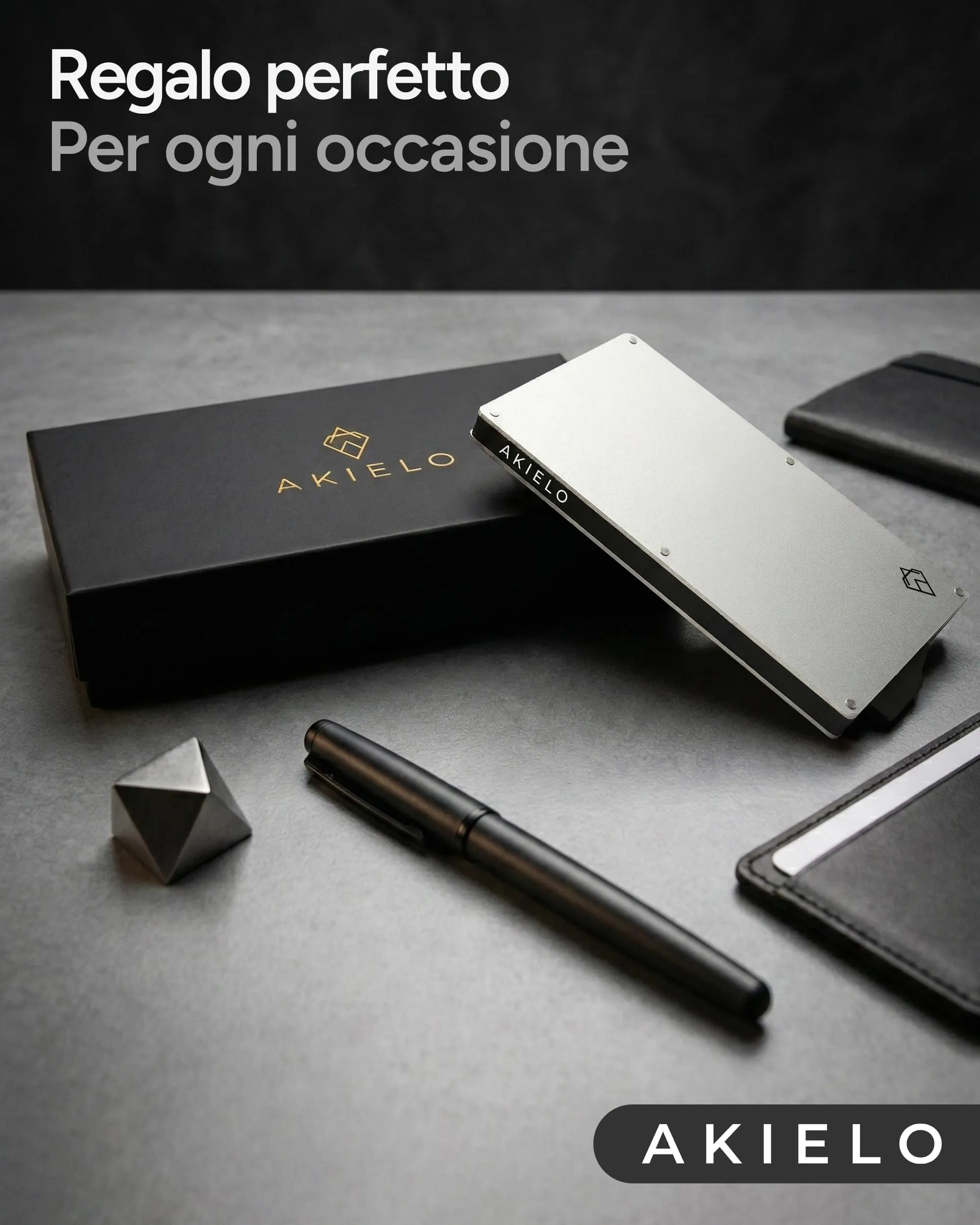 AKIELO Porta Carte di Credito RFID Alpha, Portafoglio Uomo Slim Minimalista (Edizione Argento) - immagine 7