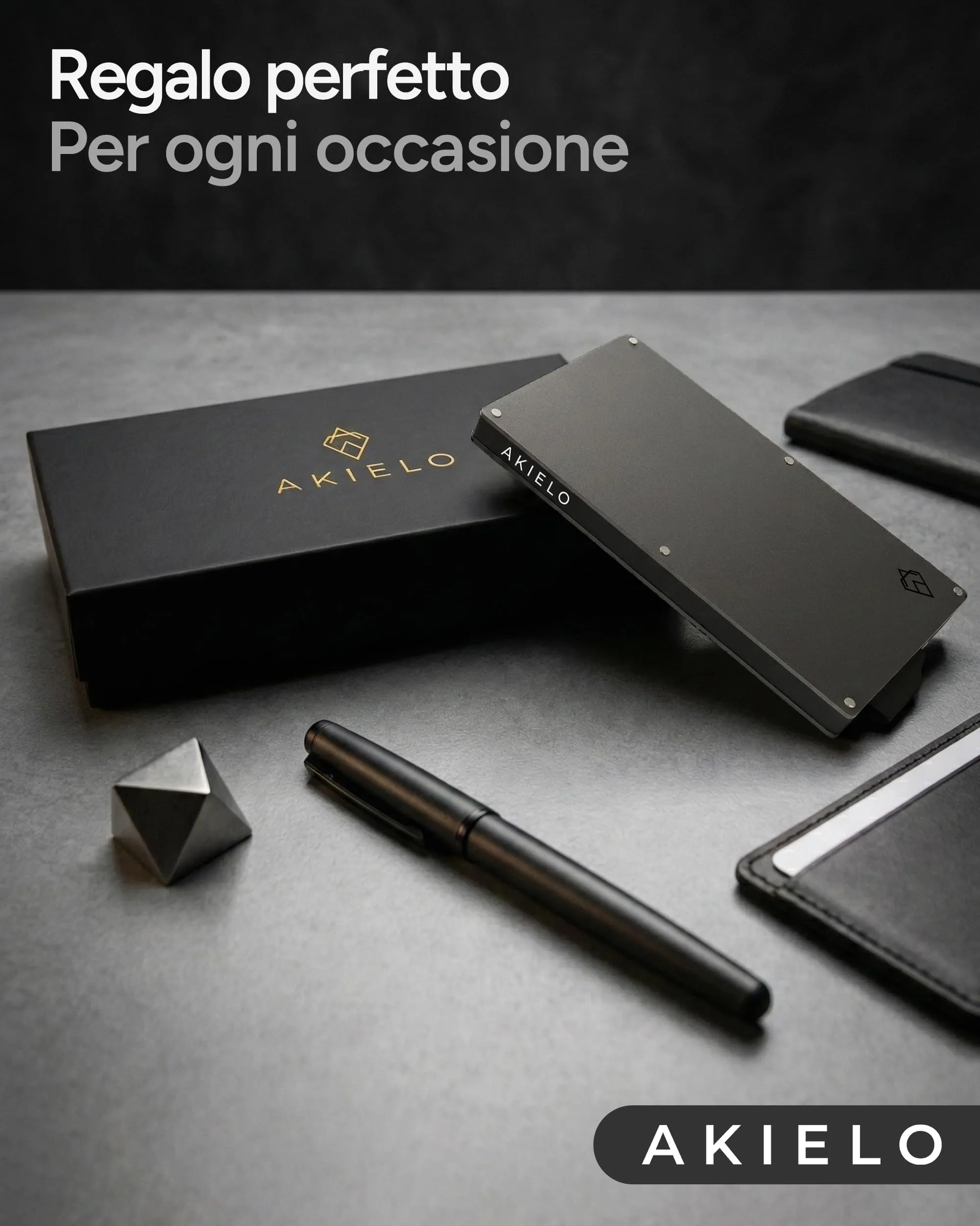 AKIELO Portafoglio Uomo Slim Alpha con Blocco RFID - Edizione Titanio - immagine 7