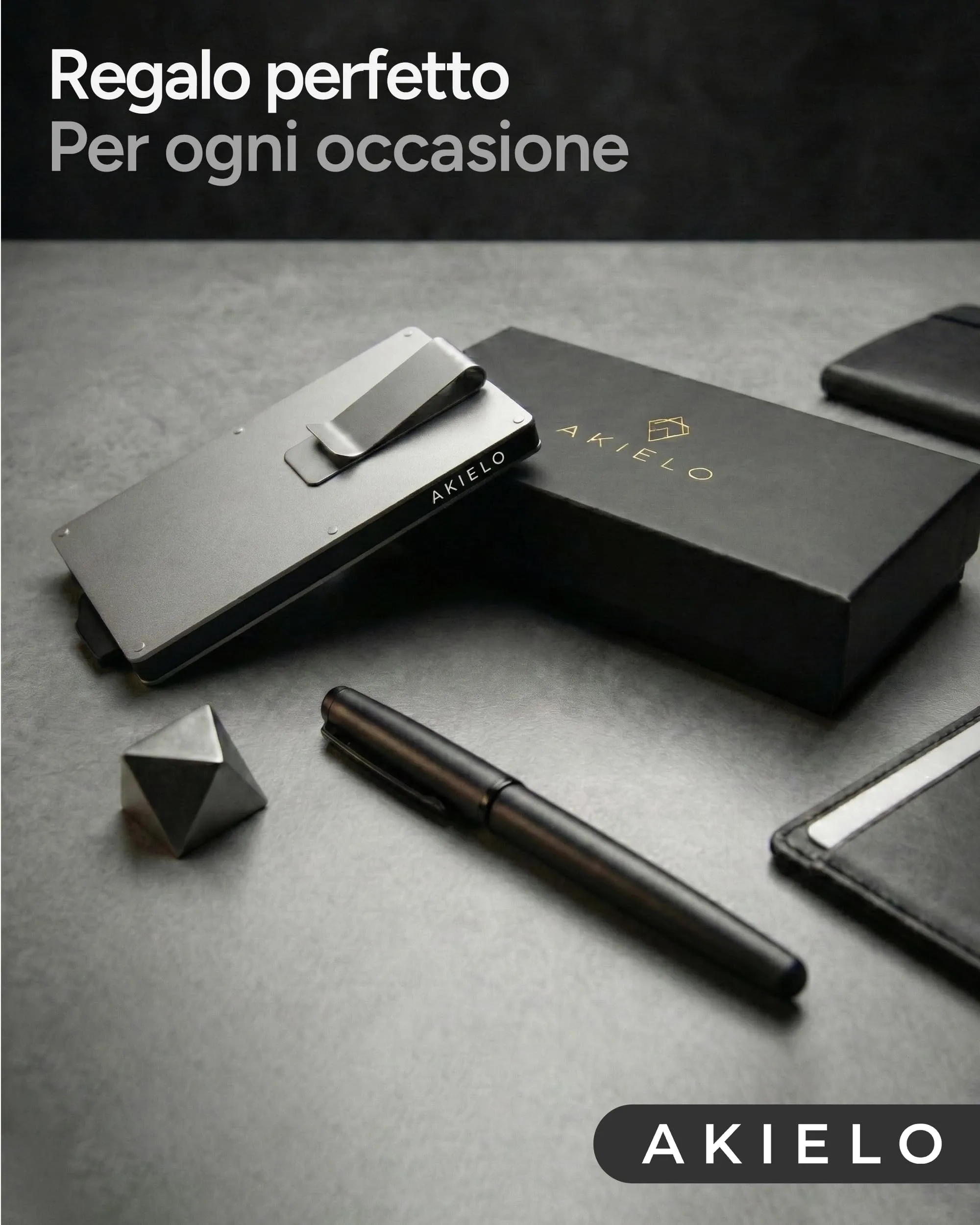 AKIELO Alpha Porta Carte di Credito RFID con Fermasoldi - Edizione Argento - immagine 7