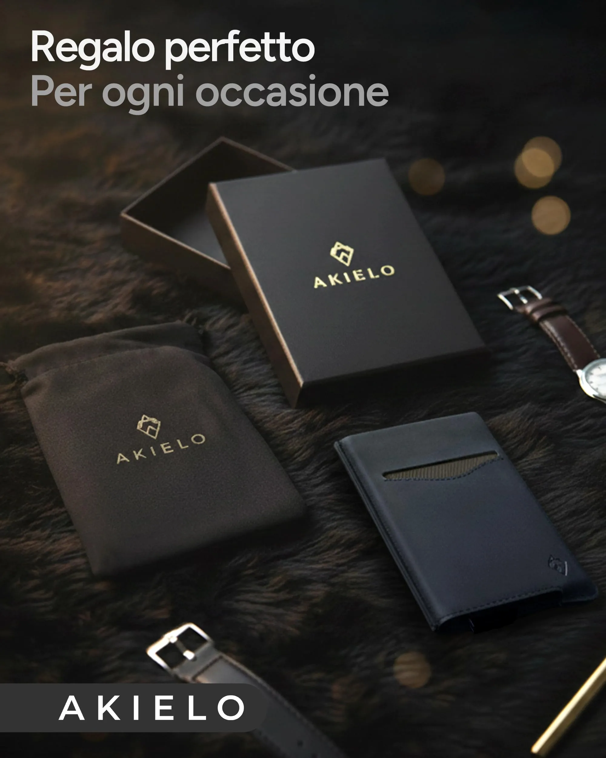 AKIELO ALPHA Porta Carte di Credito in Pelle con Blocco RFID, Edizione Blu Navy - immagine 7